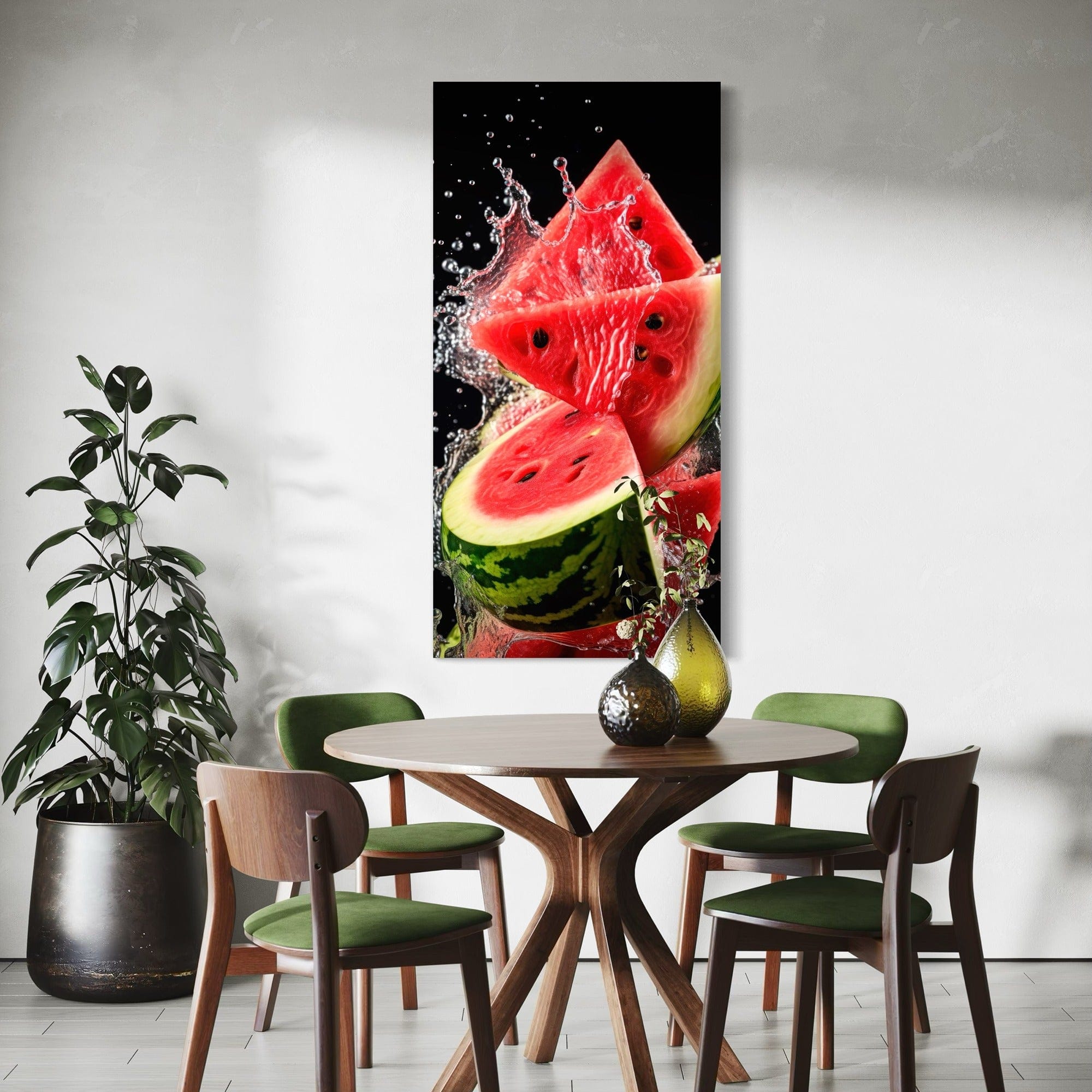 Juicy watermelon slices in water poster