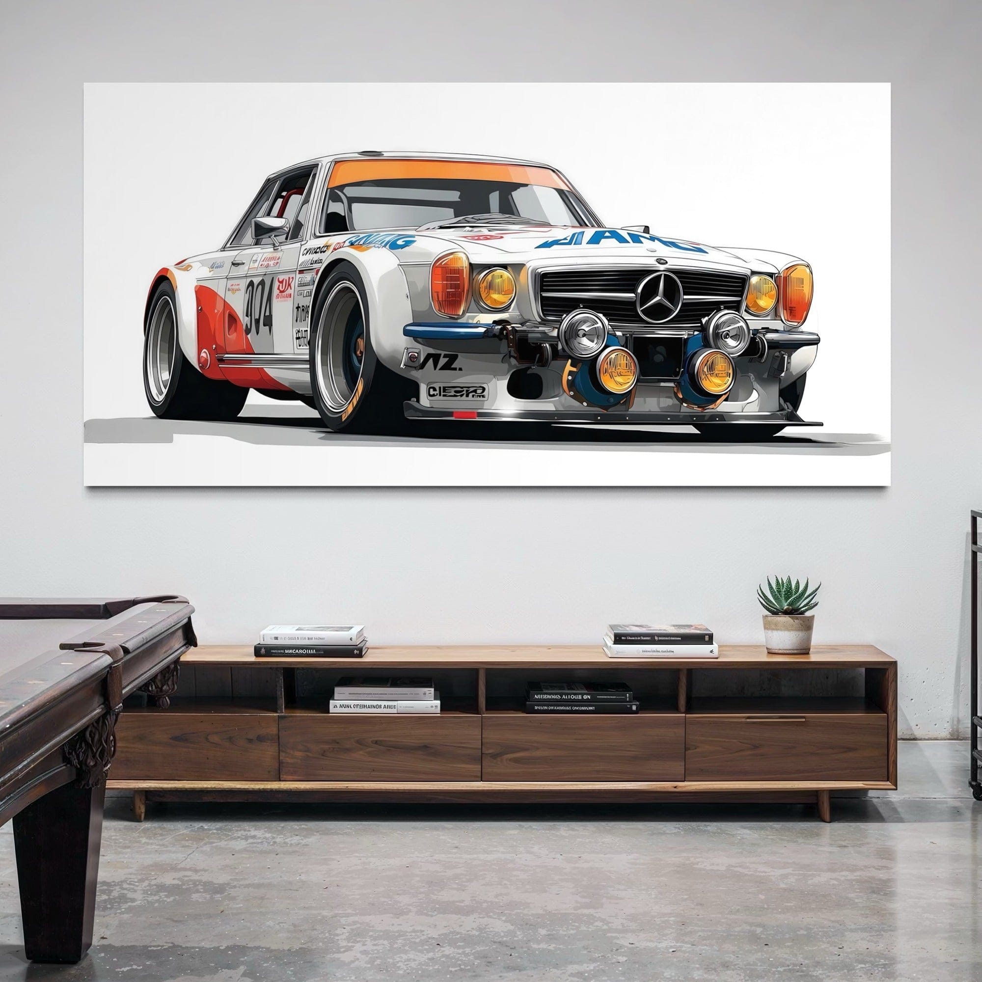 Back view of stretched wooden frame construction of panoramic canvas wall art