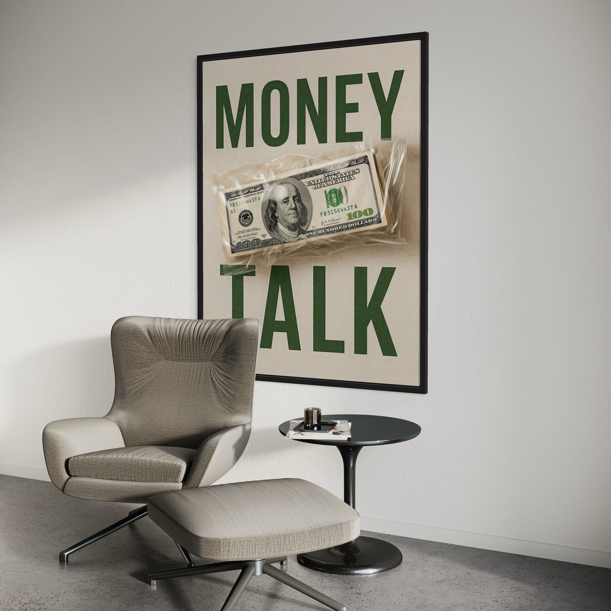 Cash canvas art with Benjamin Franklin bill