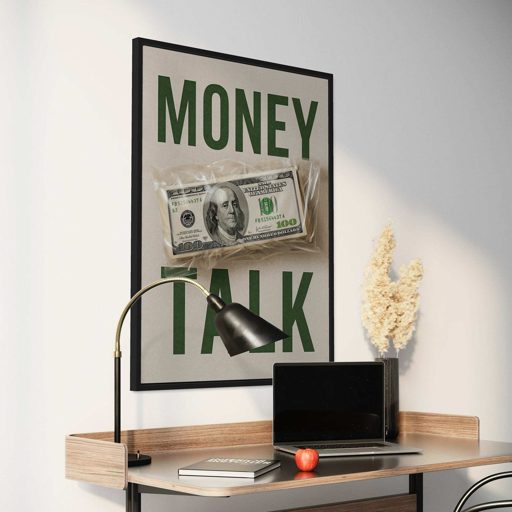 Green text Money Talk canvas print