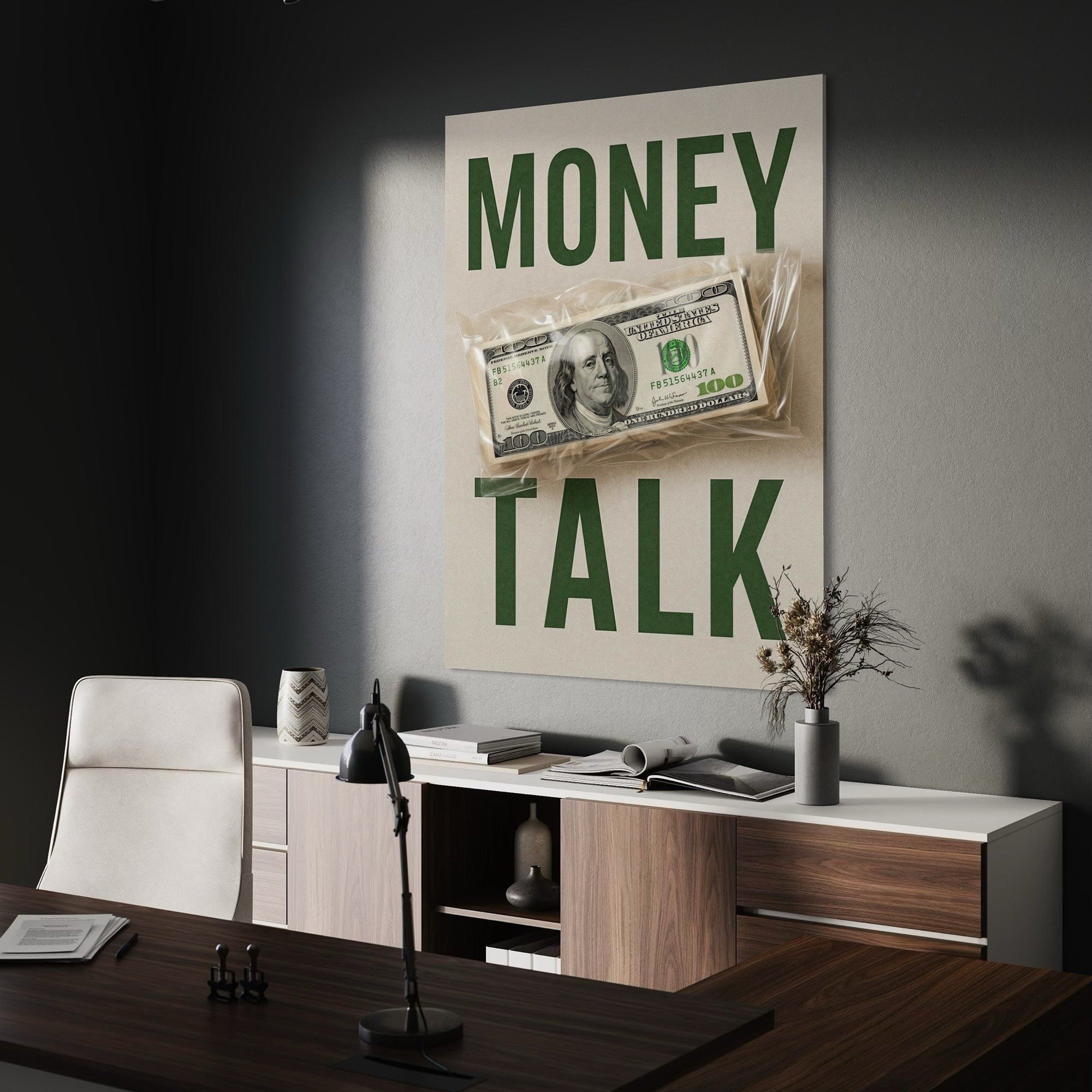 Boss office wall decor “Money Talk” canvas