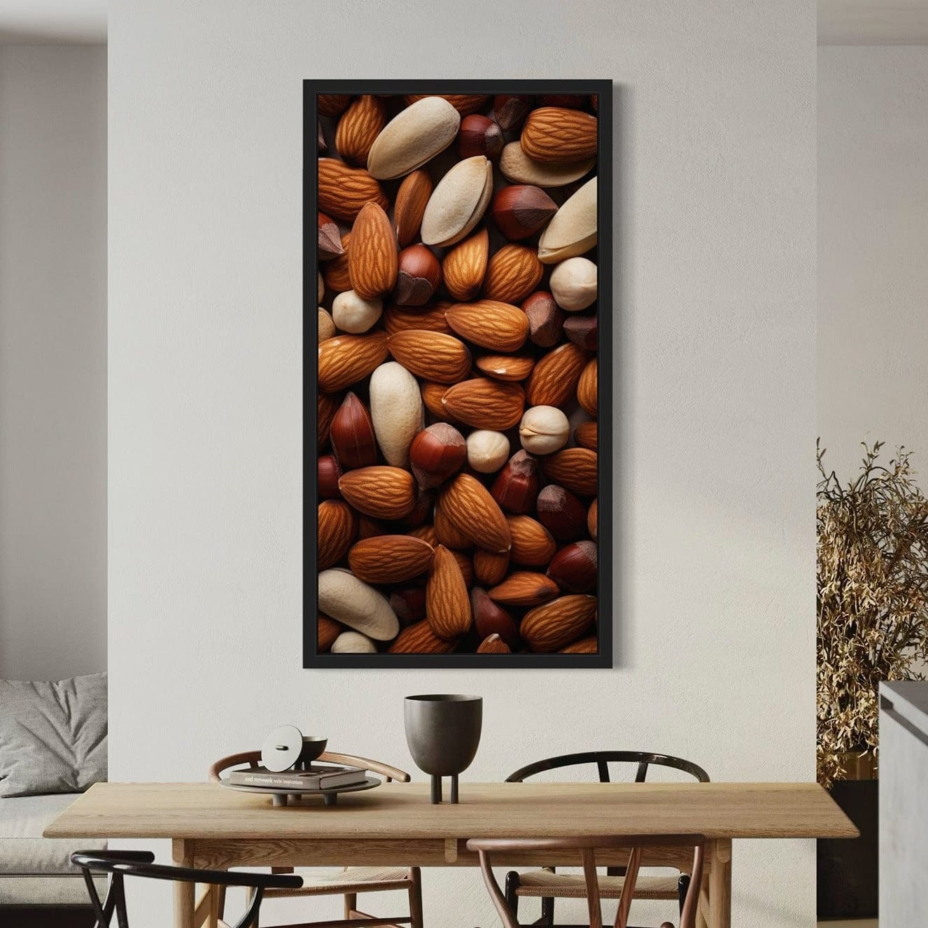 Gourmet pantry wall art with almonds and hazelnuts