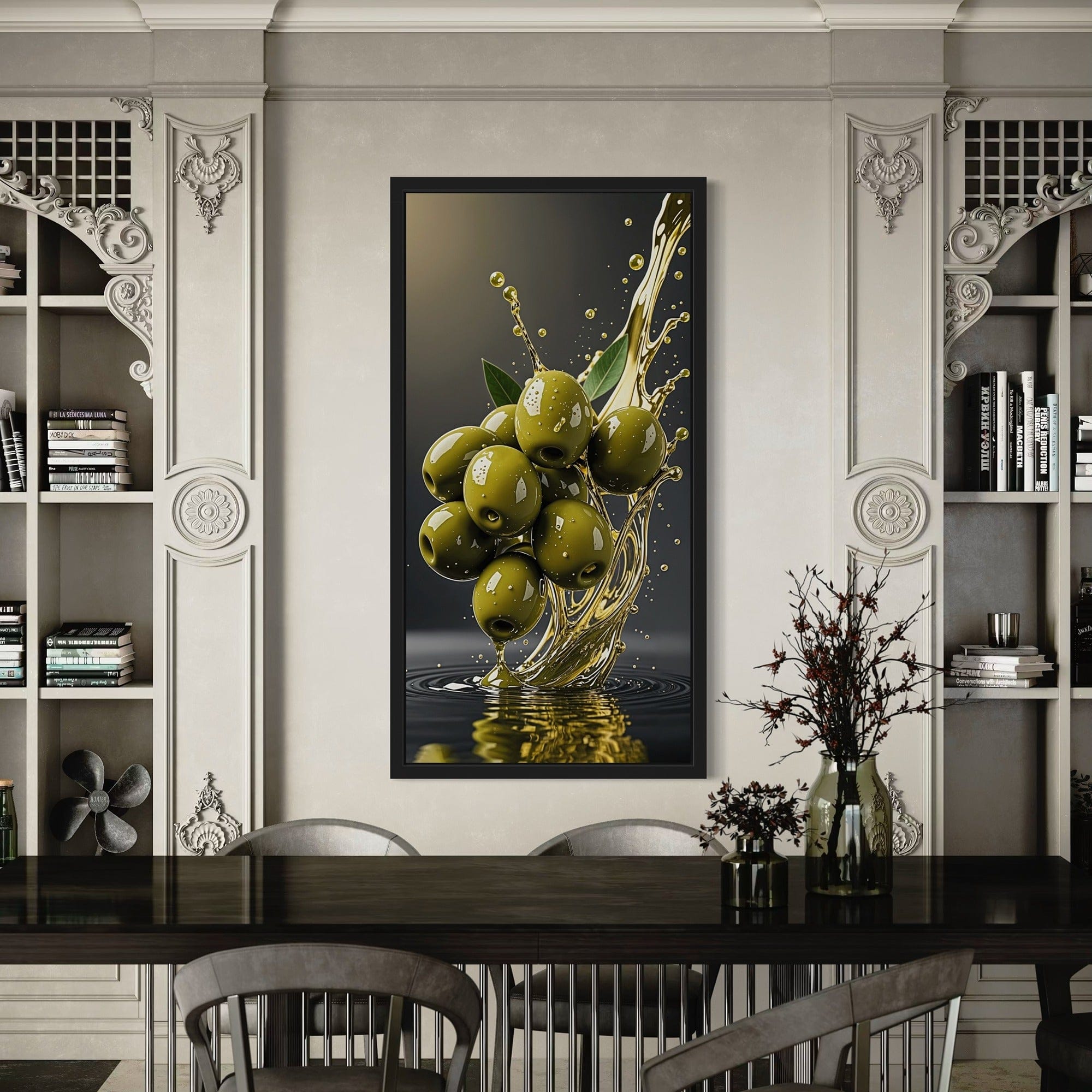 side angle view of golden olive canvas