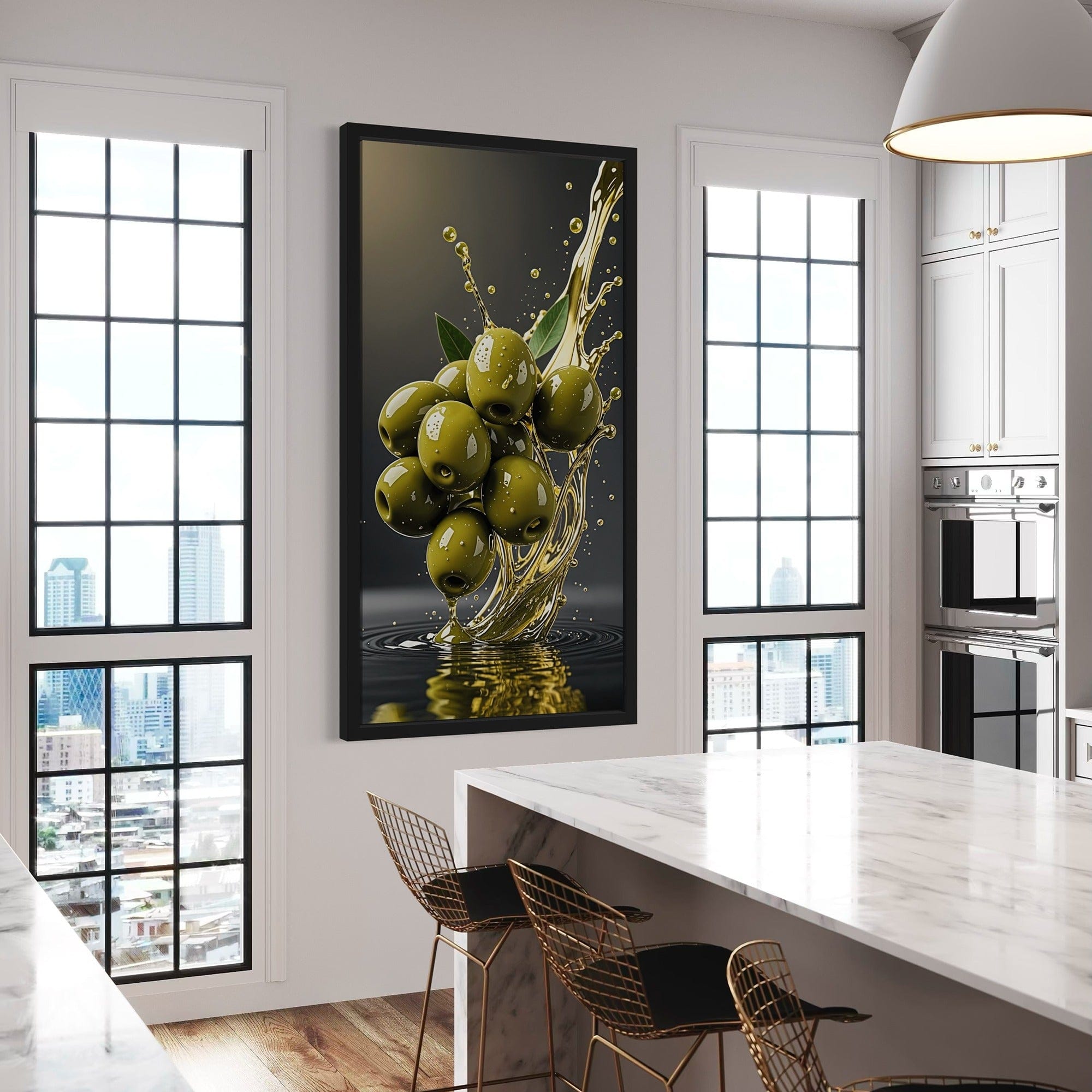 gallery-wrapped edge detail olive artwork