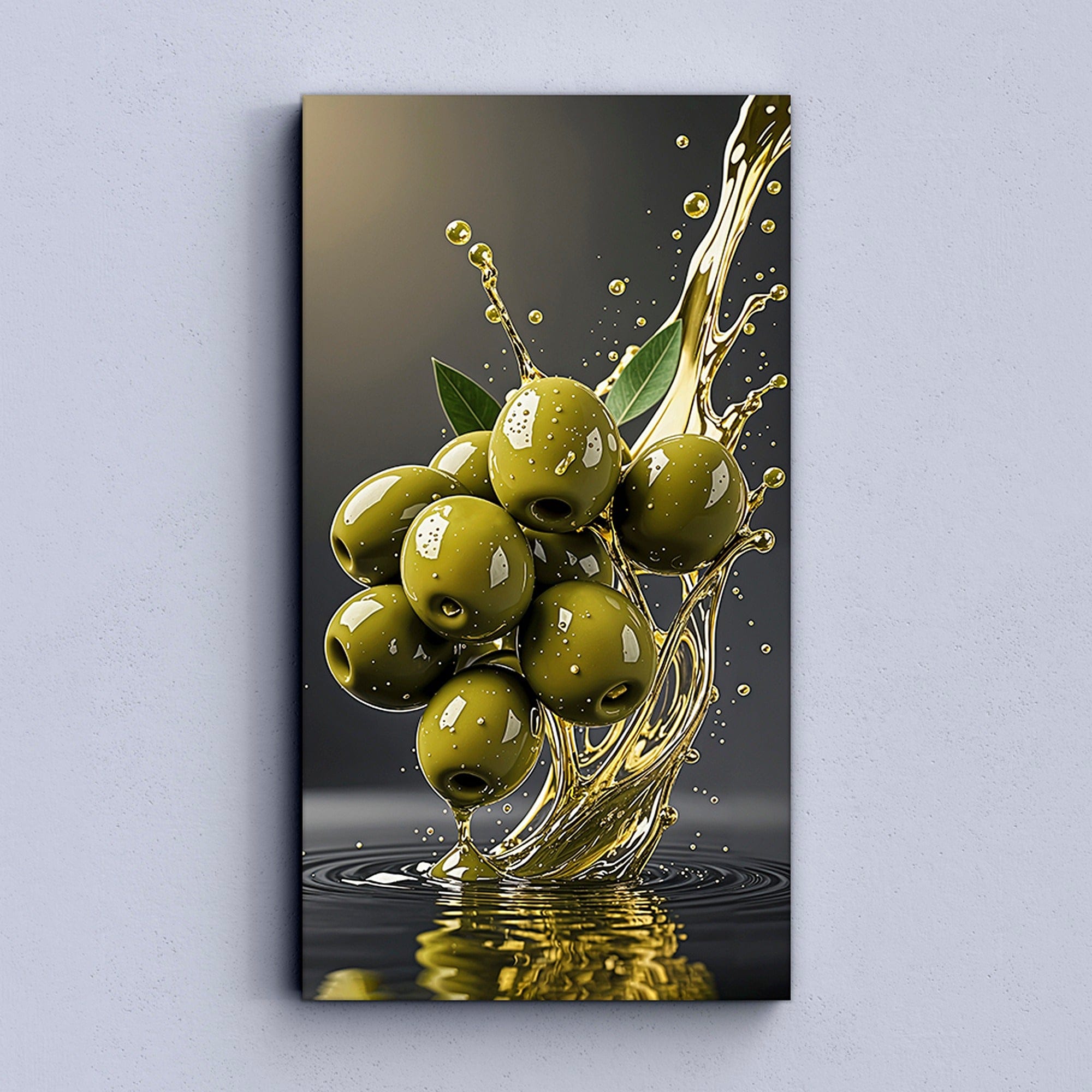 Olives – Golden Splash Kitchen Canvas Wall Art