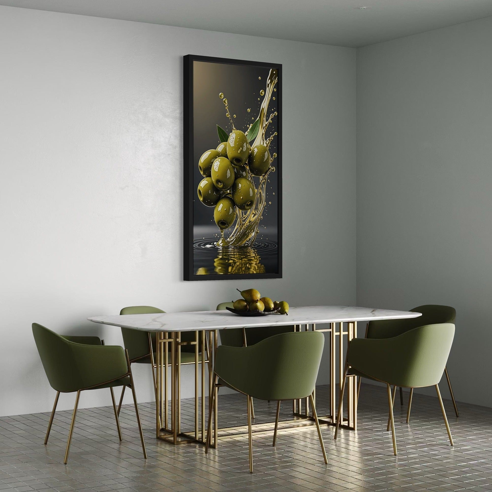 Olives – Golden Splash Kitchen Canvas Wall Art