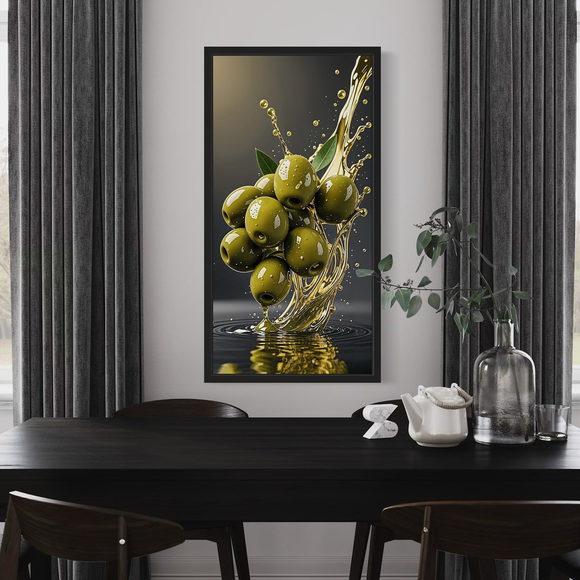 Olives – Golden Splash Kitchen Canvas Wall Art
