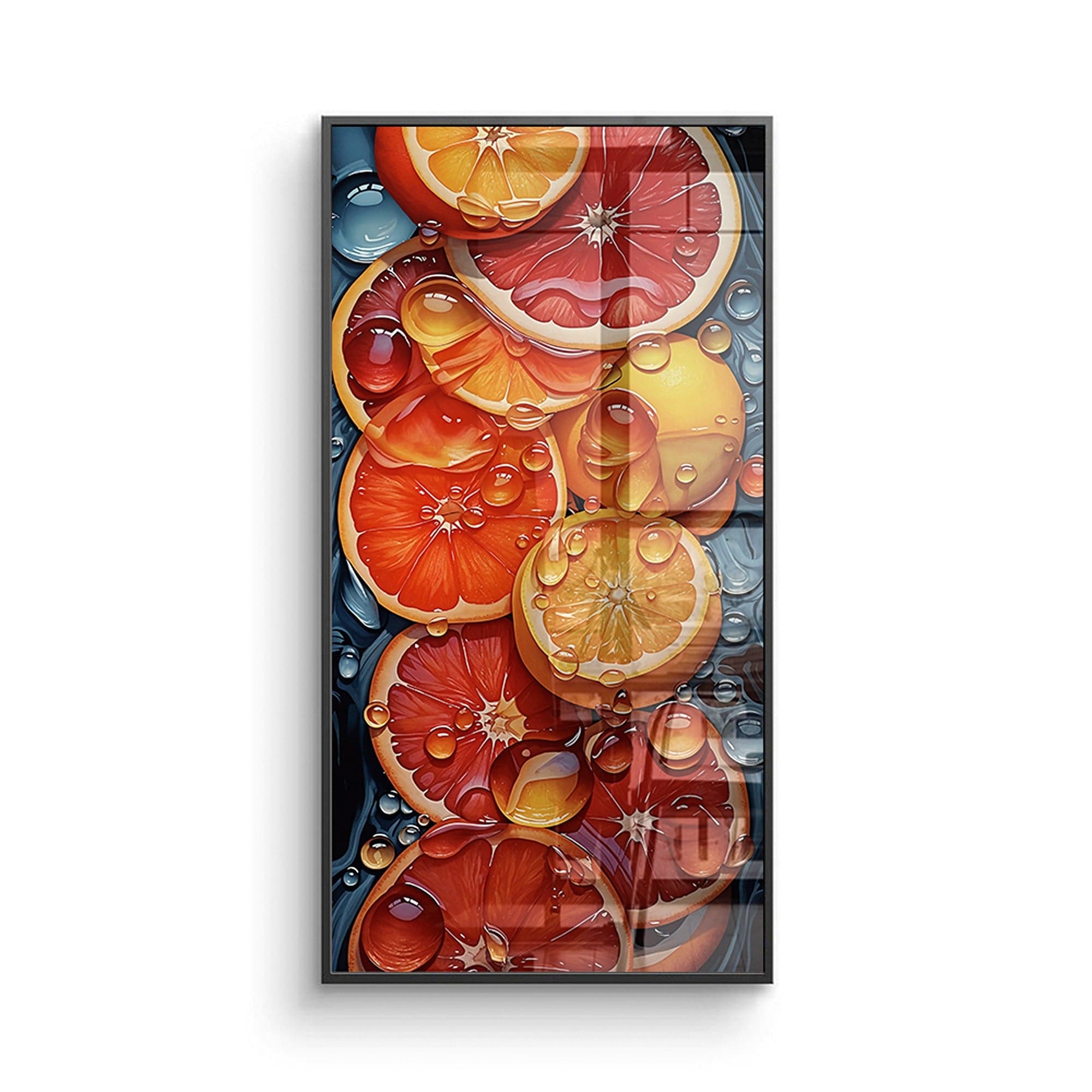 Vibrant citrus collage poster for dining room