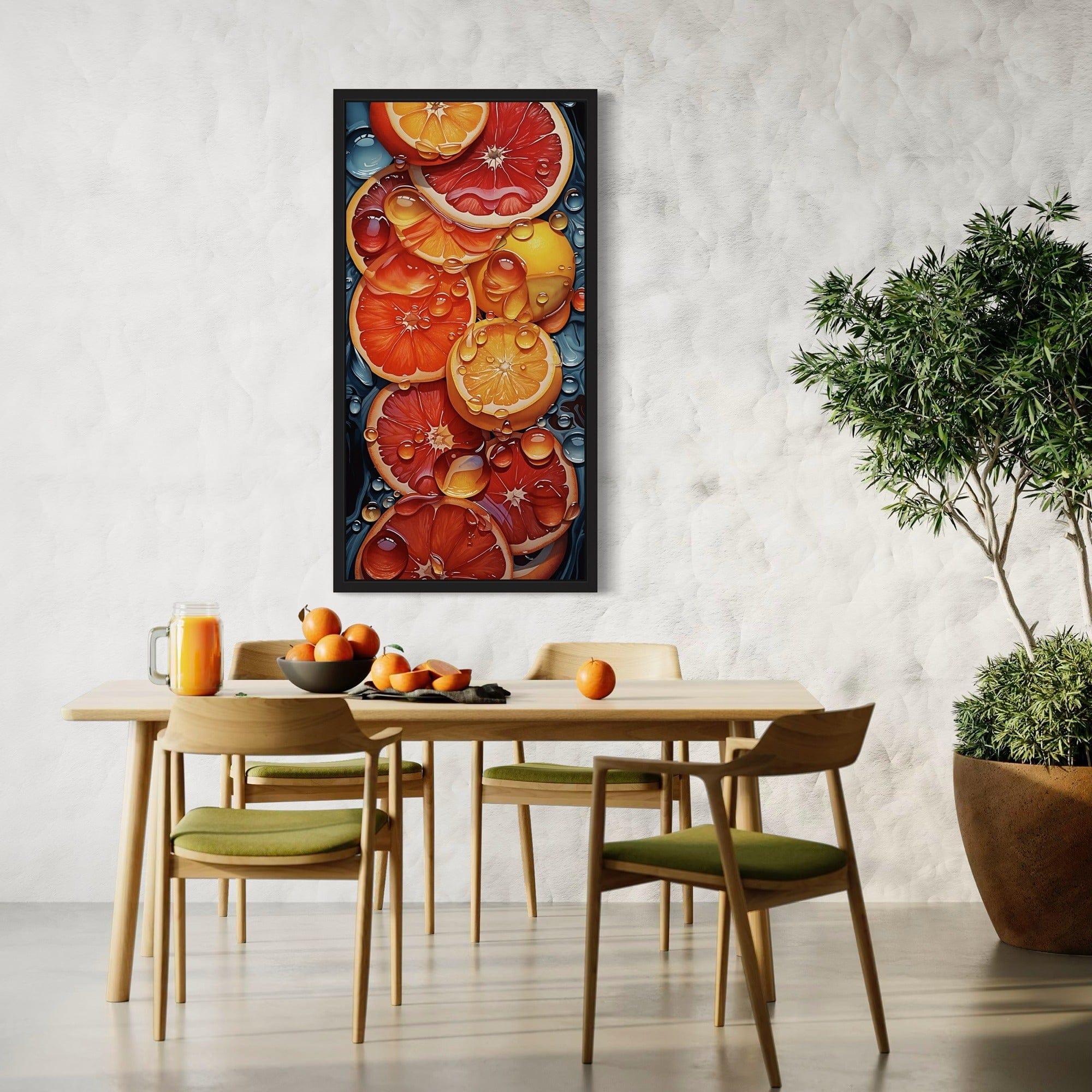 Bright orange fruit canvas for cafe interior