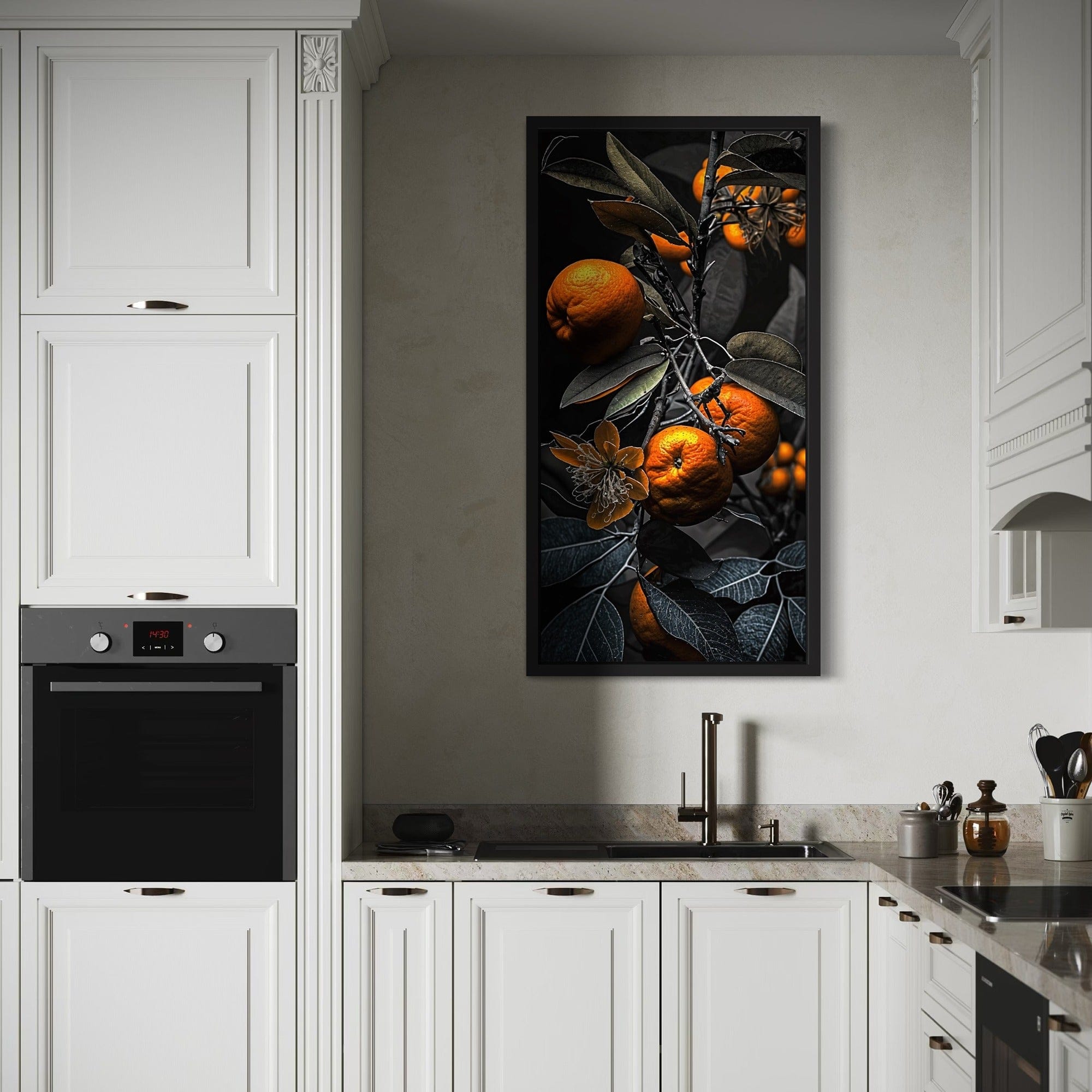 Selective color orange fruit canvas poster