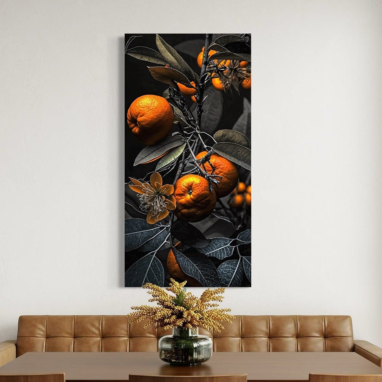 Orange tree branch canvas wall art