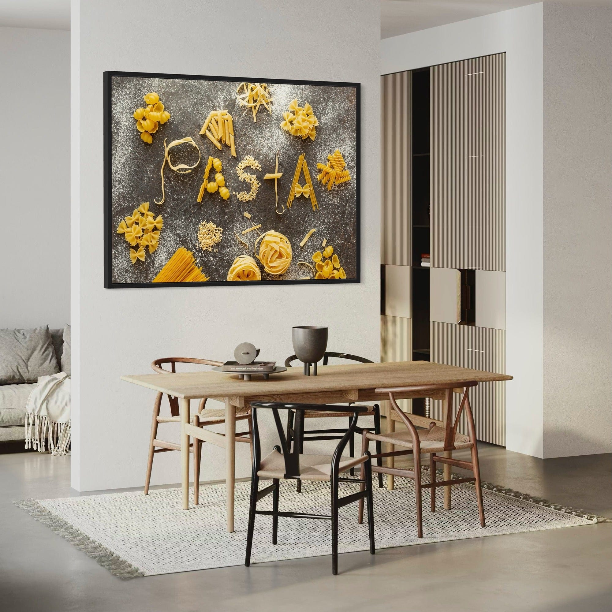 Cafe restaurant wall art, pasta typography canvas for kitchen theme interiors