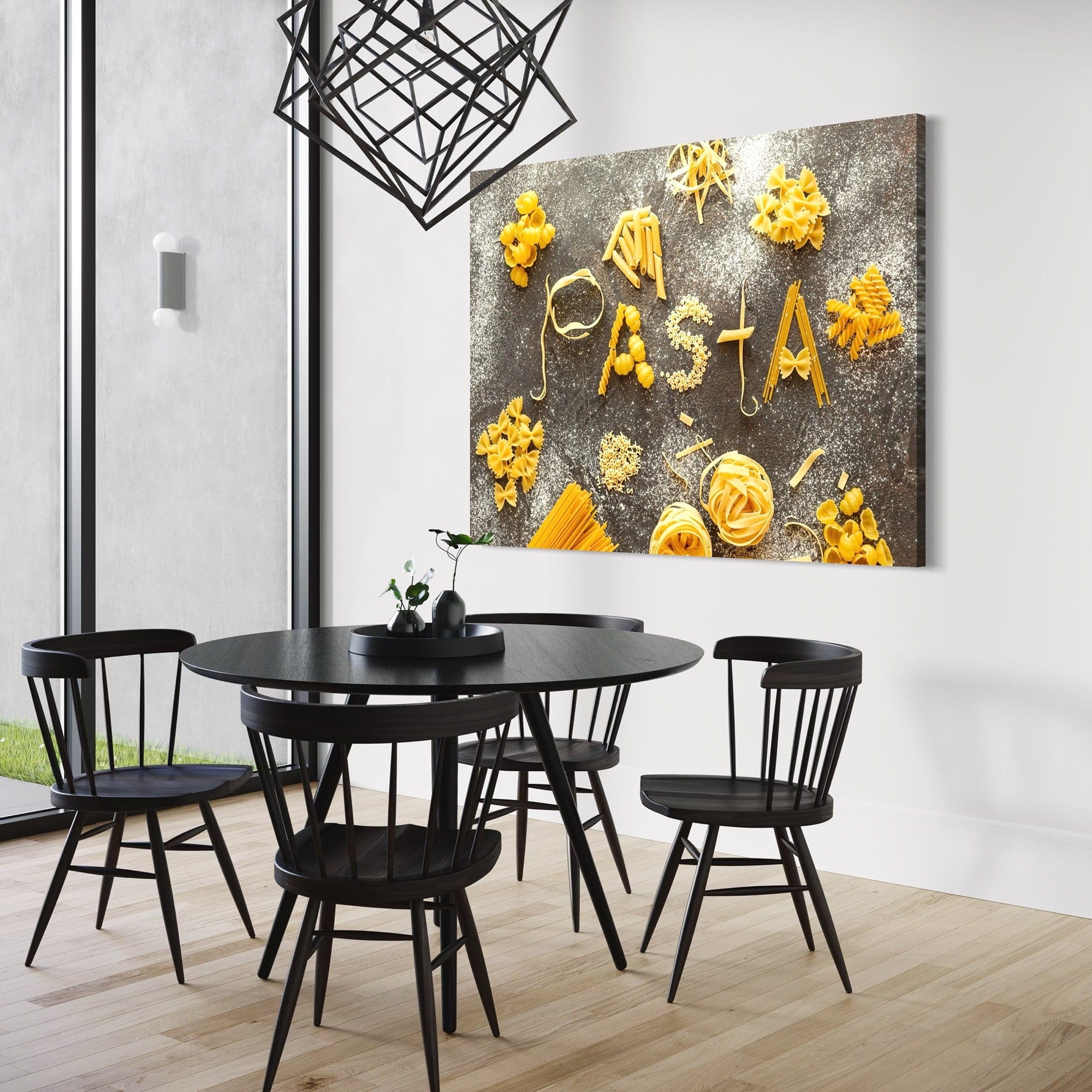 Kitchen gallery wall poster, pasta shapes composition for Italian cuisine lovers