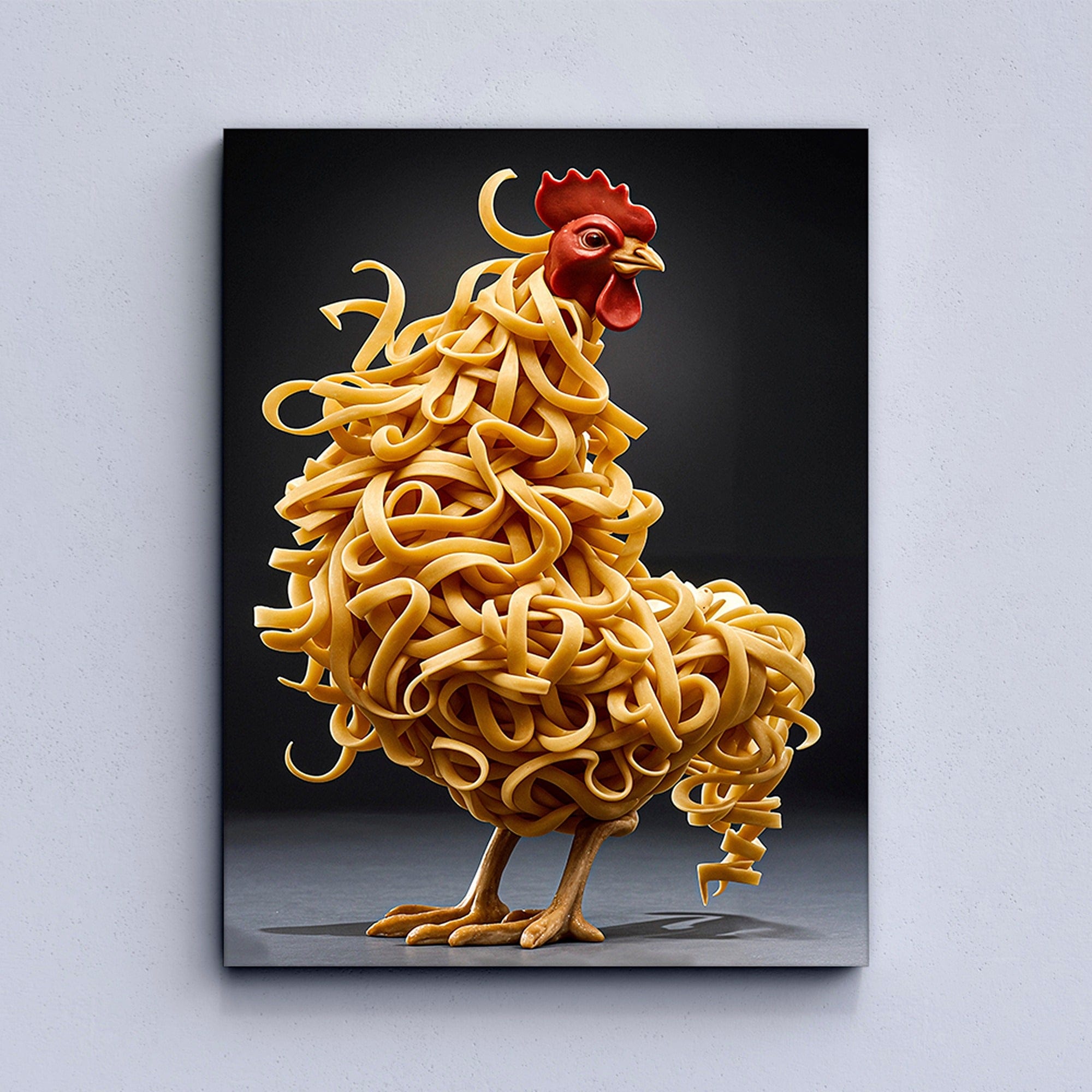 Funny noodle chicken poster for kitchen decor