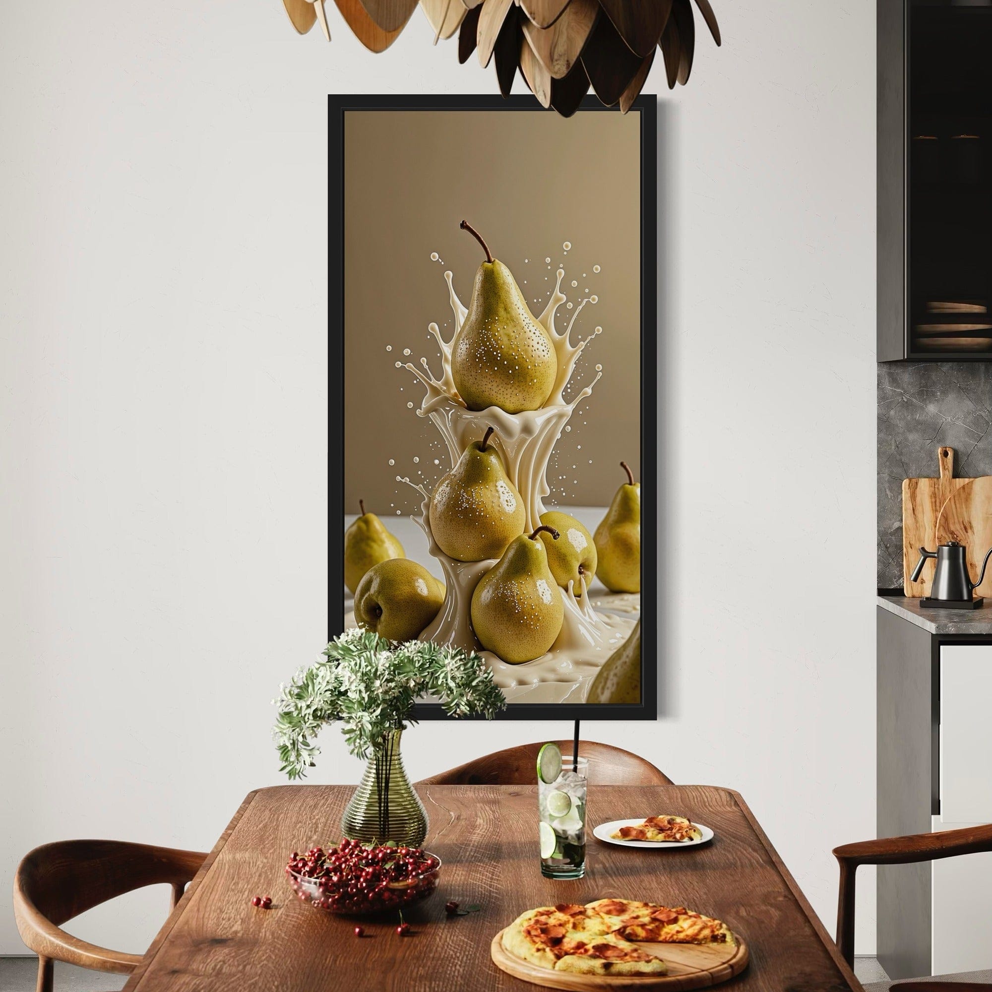 Pear Delight canvas detail — wrapped corners and premium canvas texture