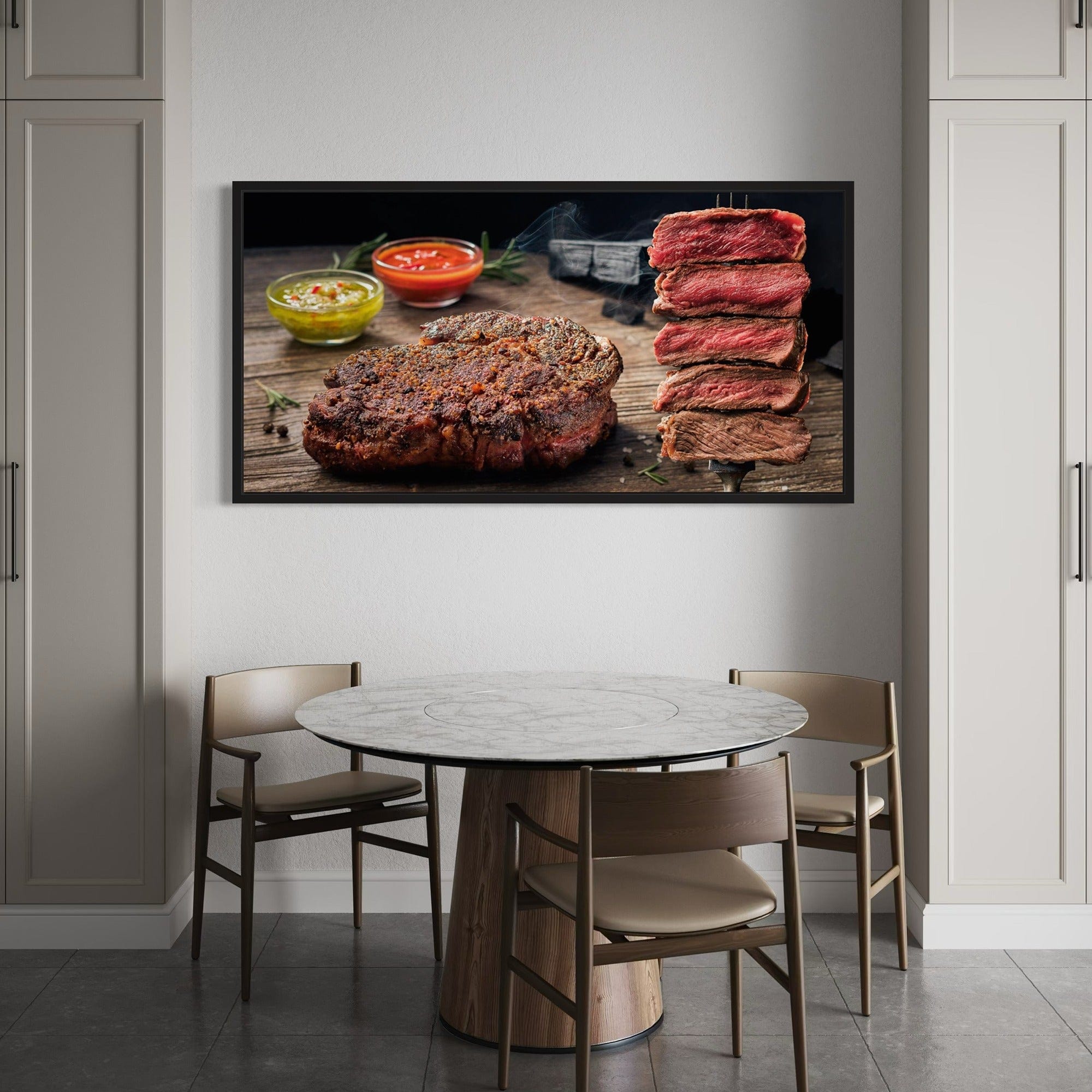 Juicy beef steak kitchen decor print
