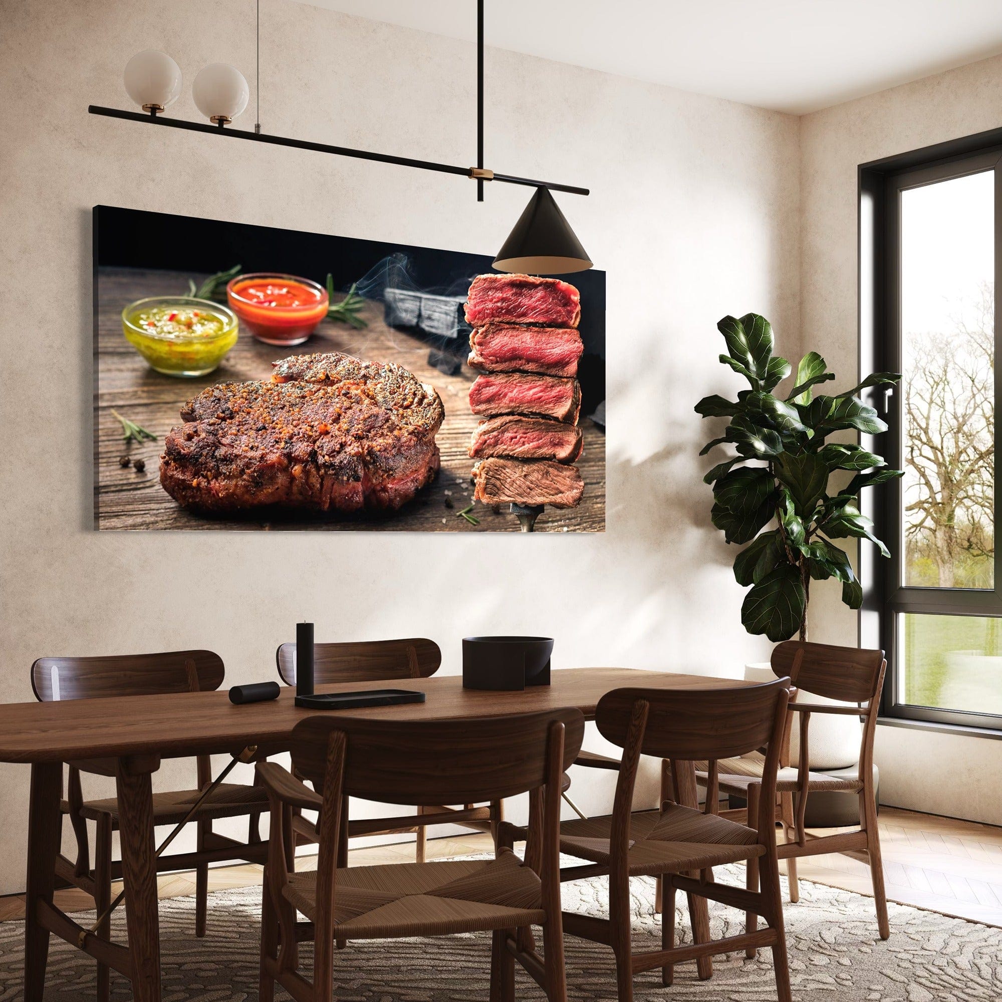 Dark moody steak canvas for man cave