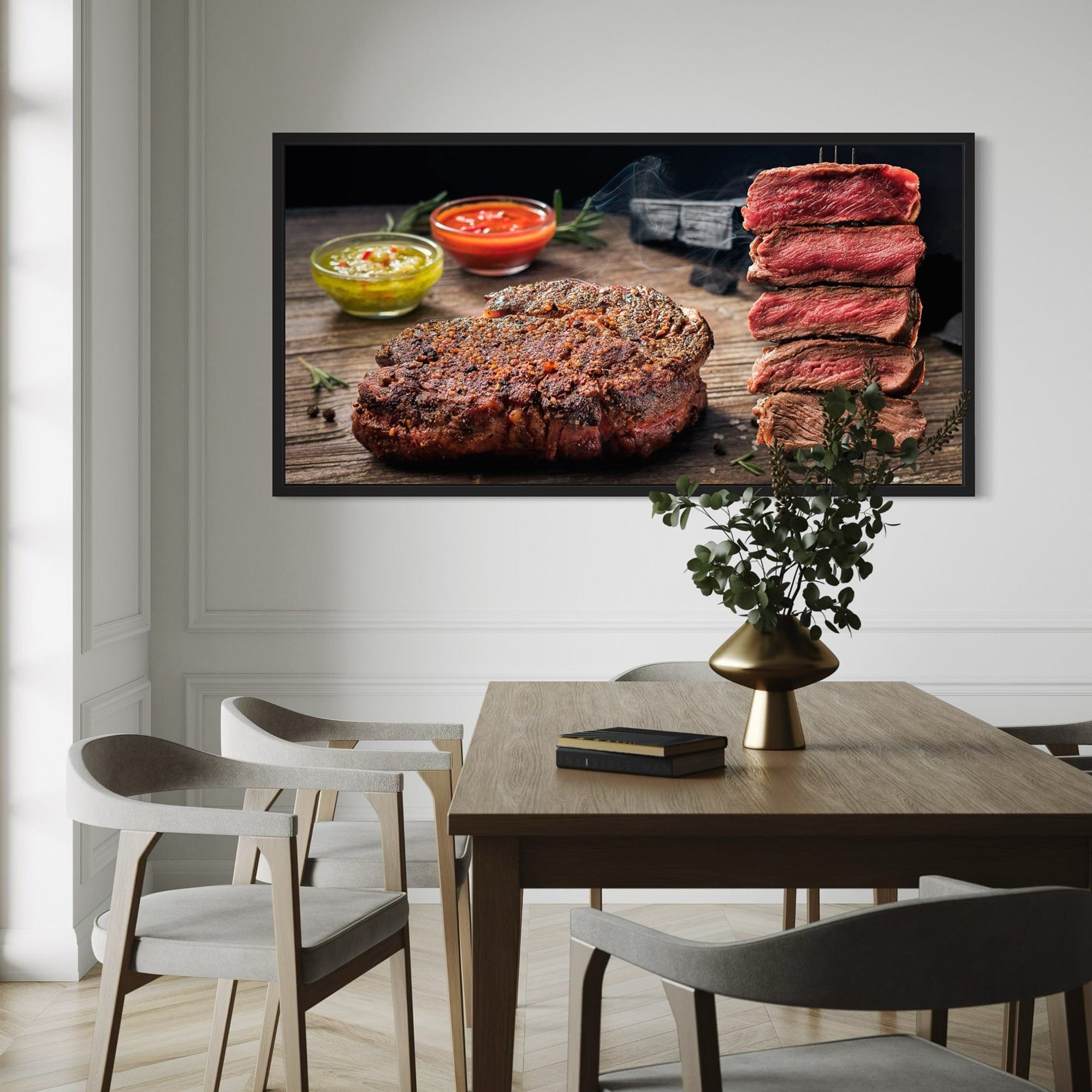 Premium ribeye steak cut kitchen artwork