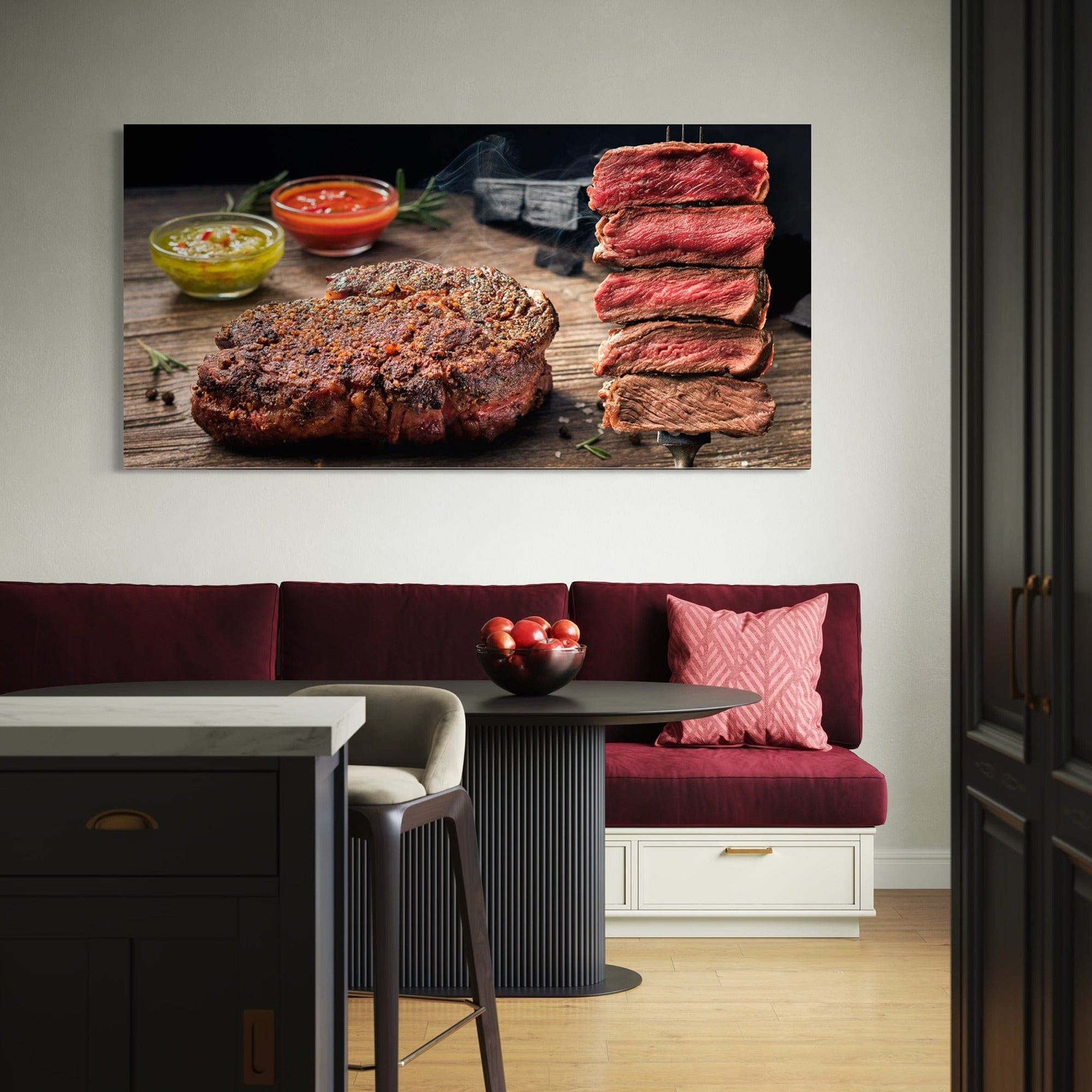 Contemporary food art steak platter canvas