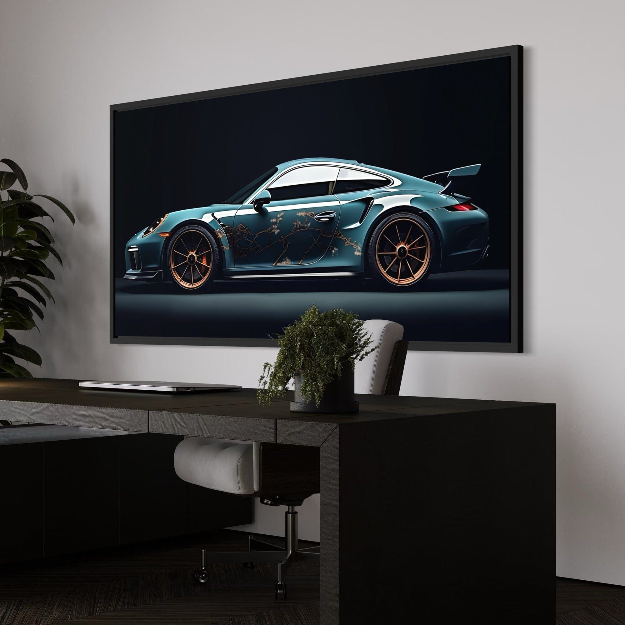 Porsche 911 Noir Canvas Wall Art