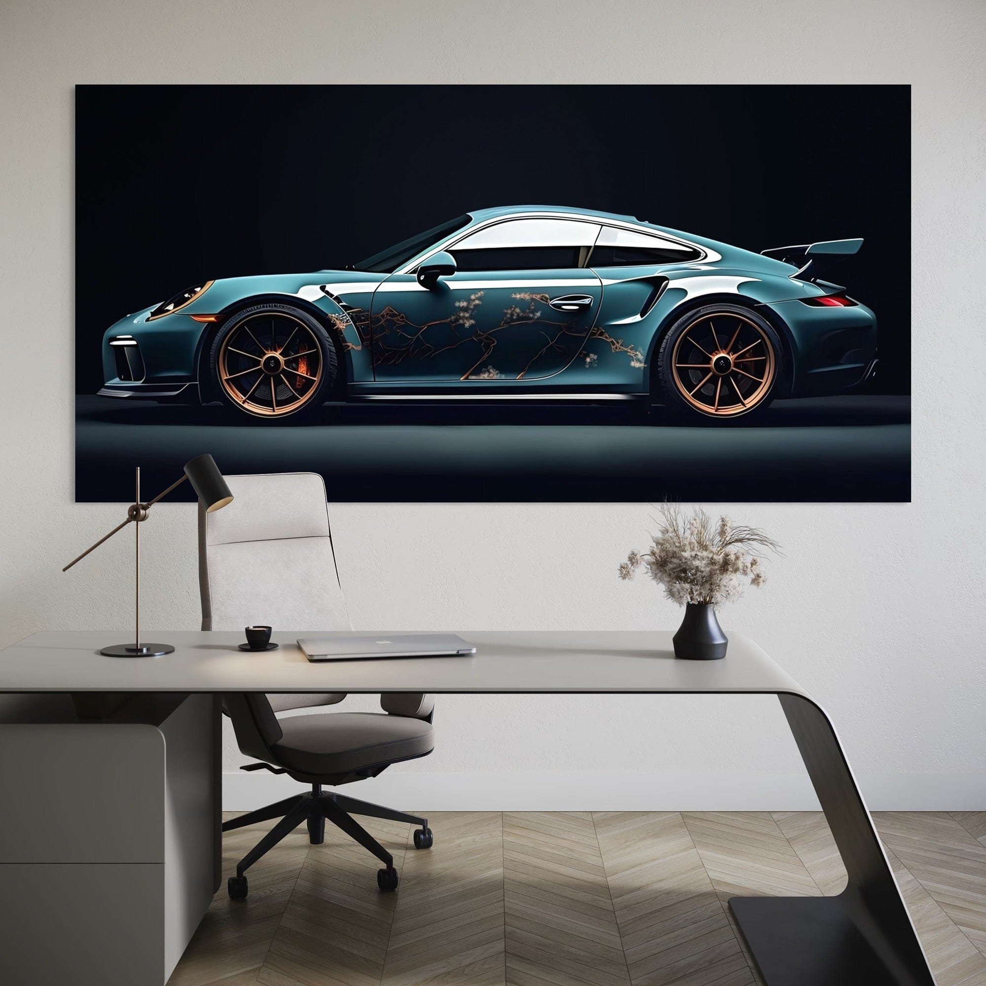 minimal dark background car art