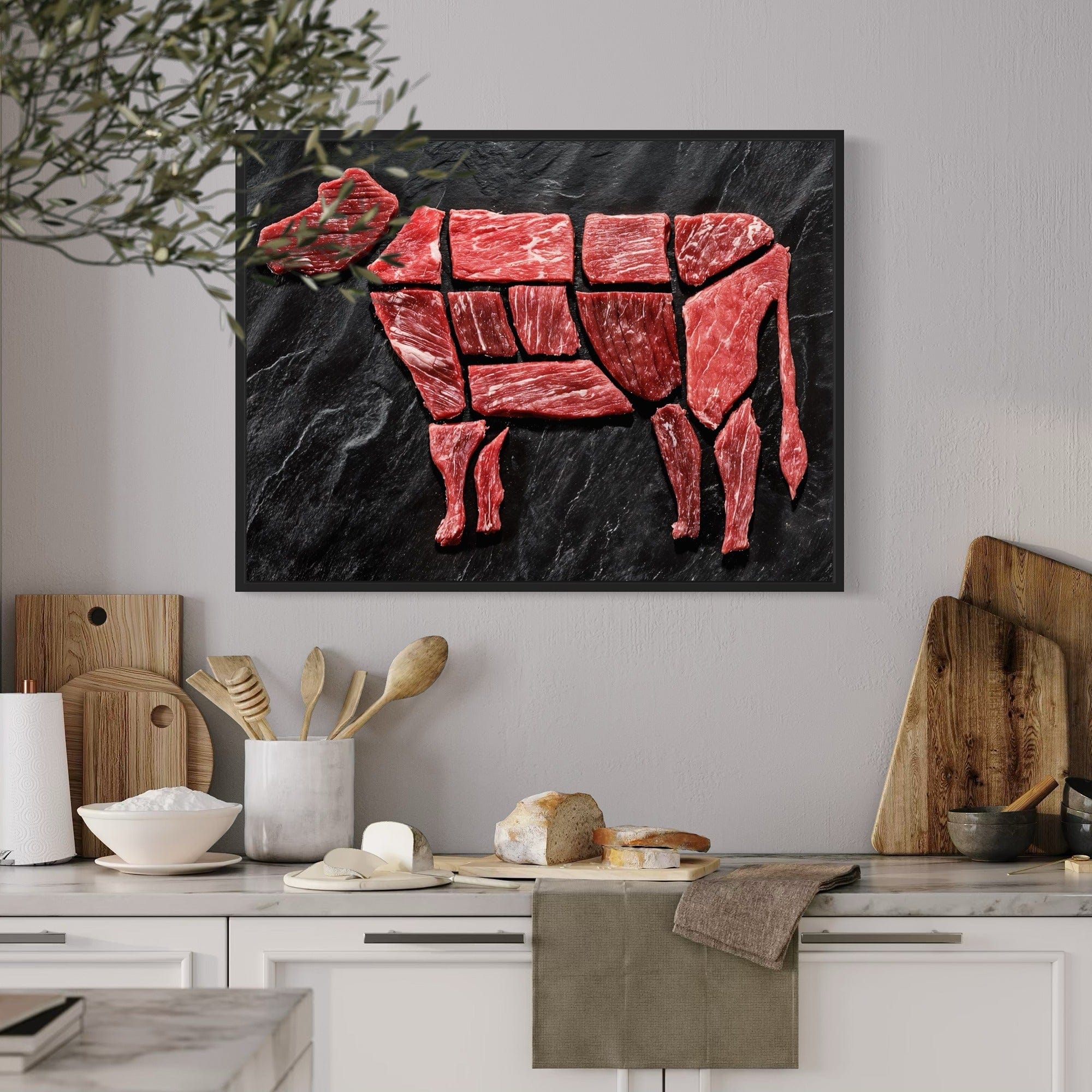 Beef cuts poster for kitchen decor