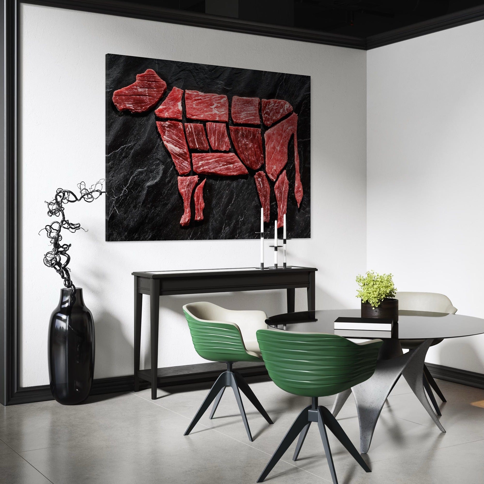 Butchery diagram cow canvas for dining room