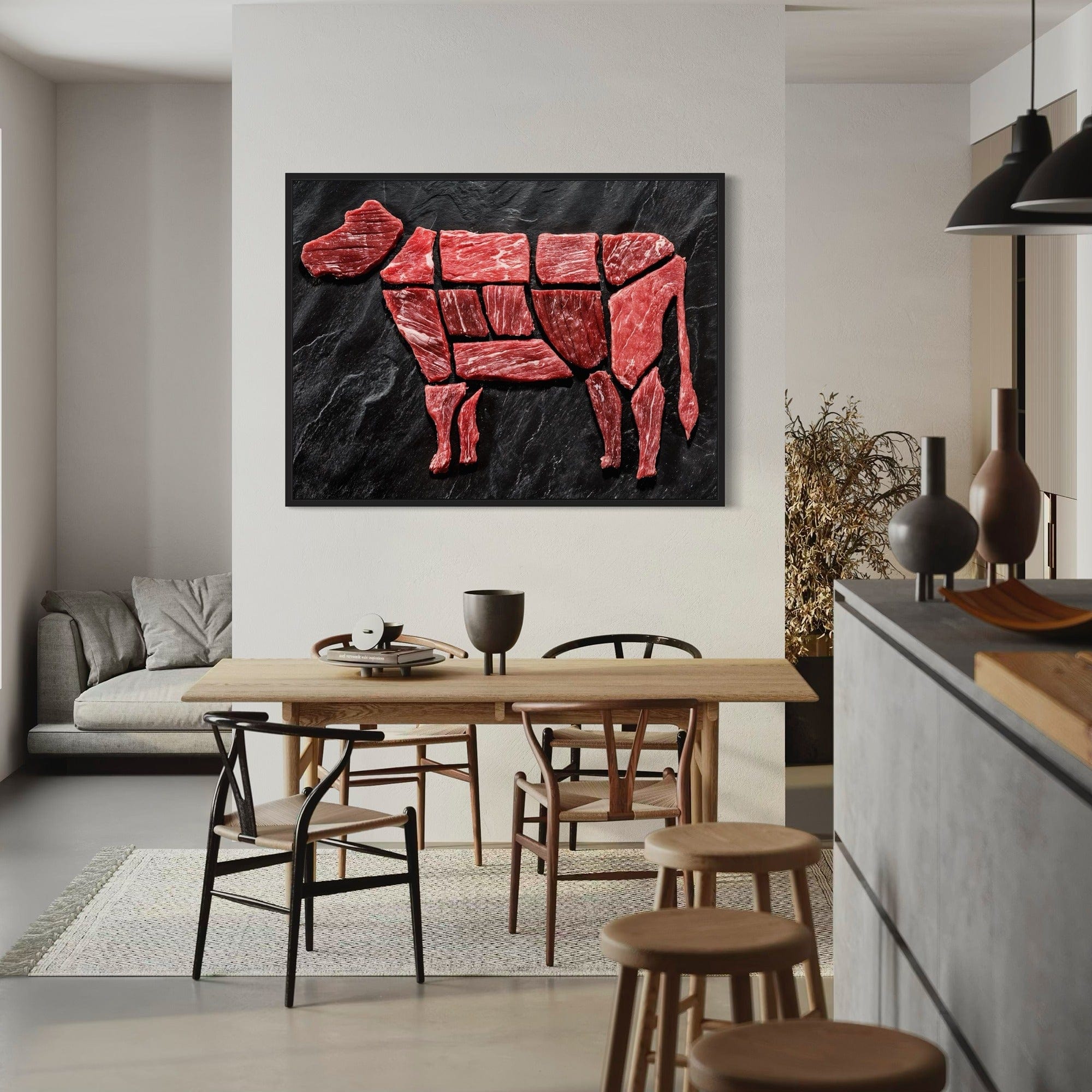 Rustic kitchen butcher chart wall art print