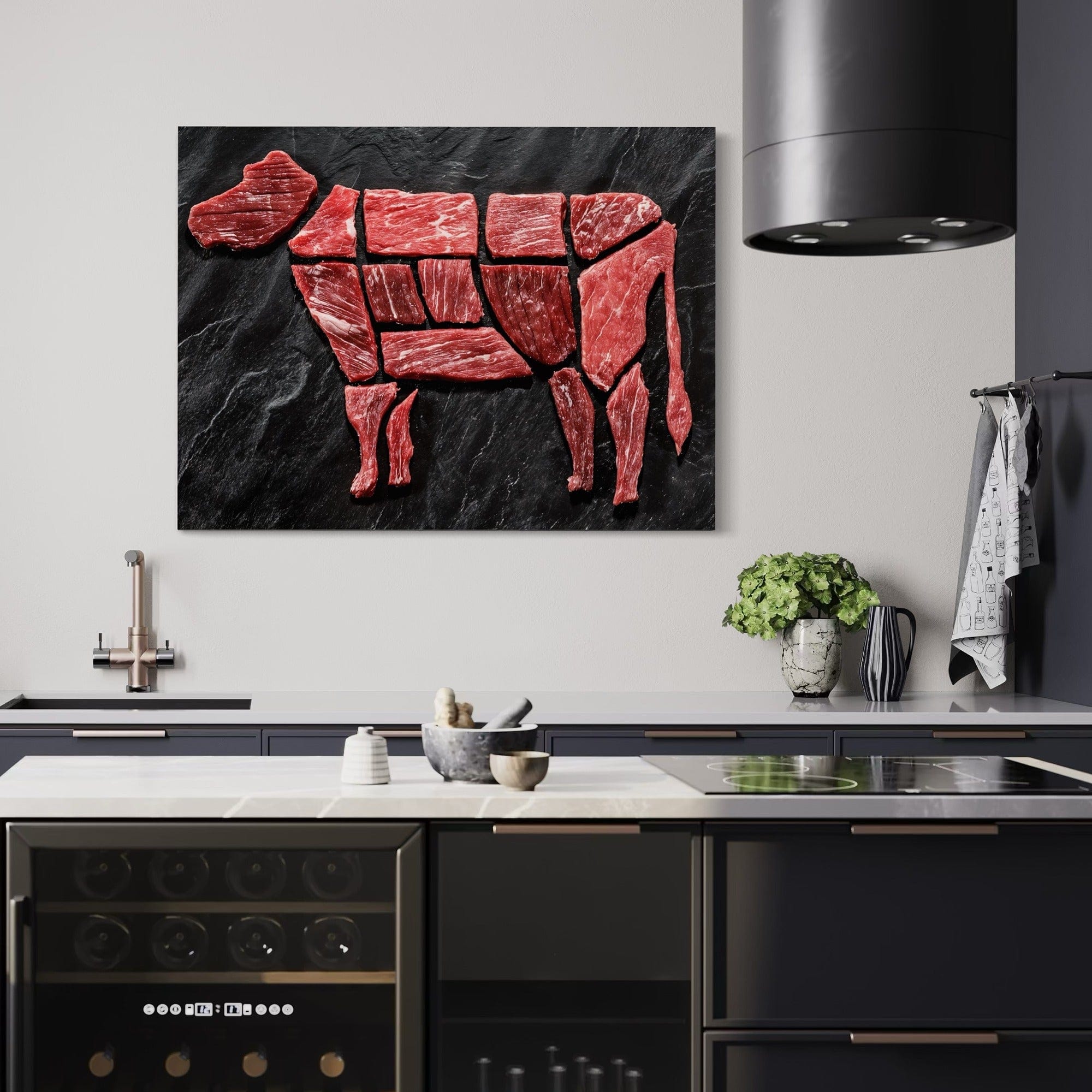 BBQ and grilling beef cuts kitchen poster