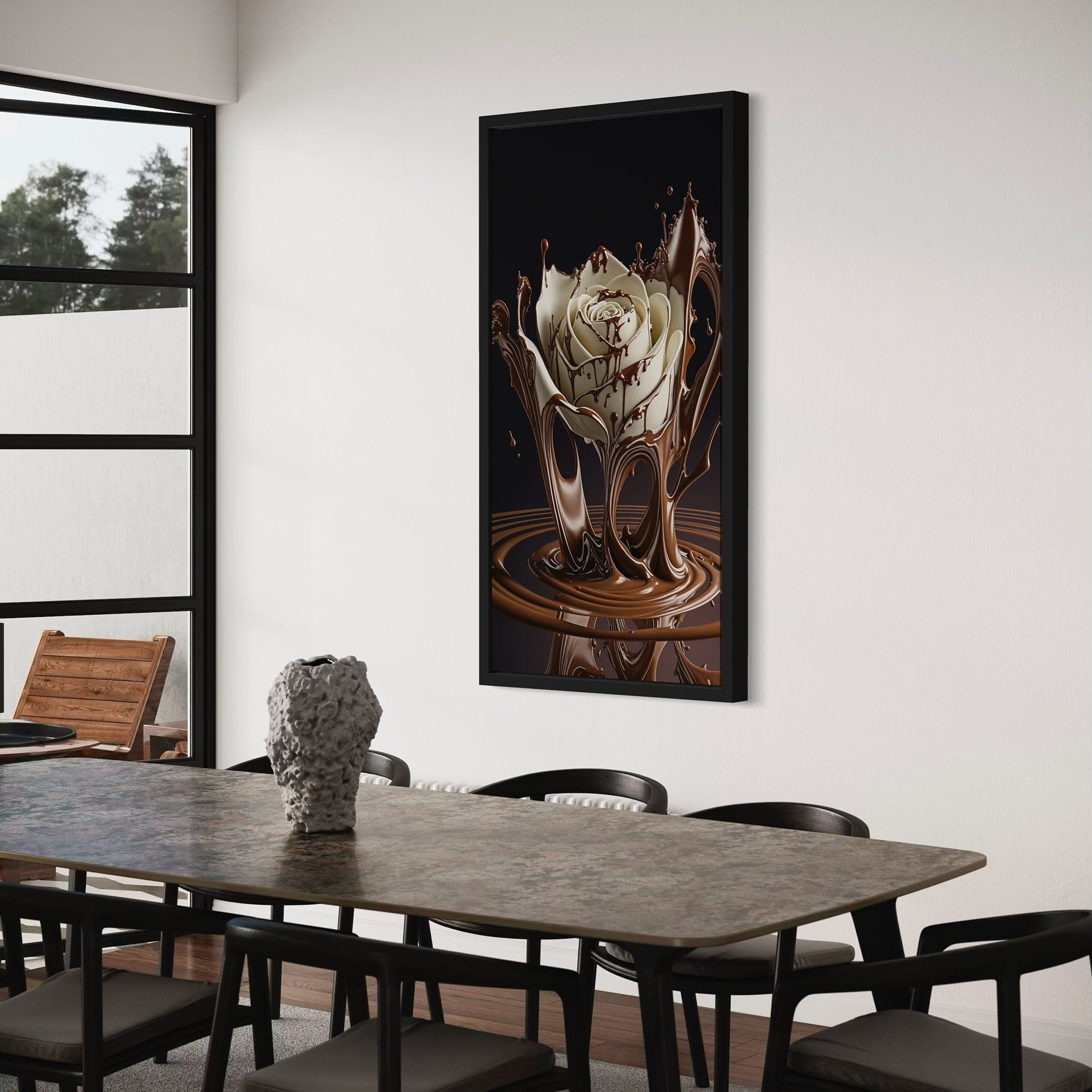 Back view hanging hardware of chocolate rose canvas