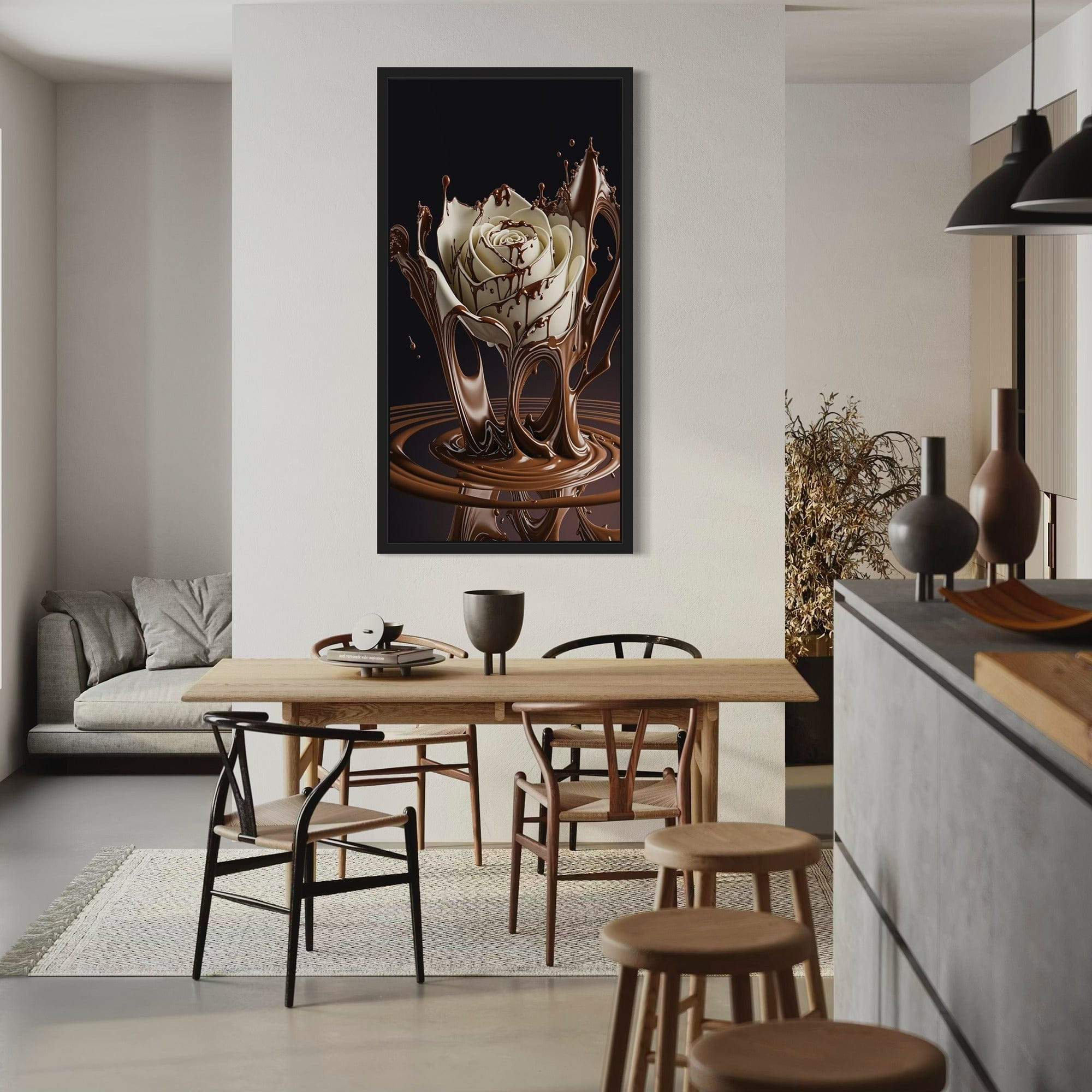 Chocolate Rose Splash – Kitchen Canvas Wall Art