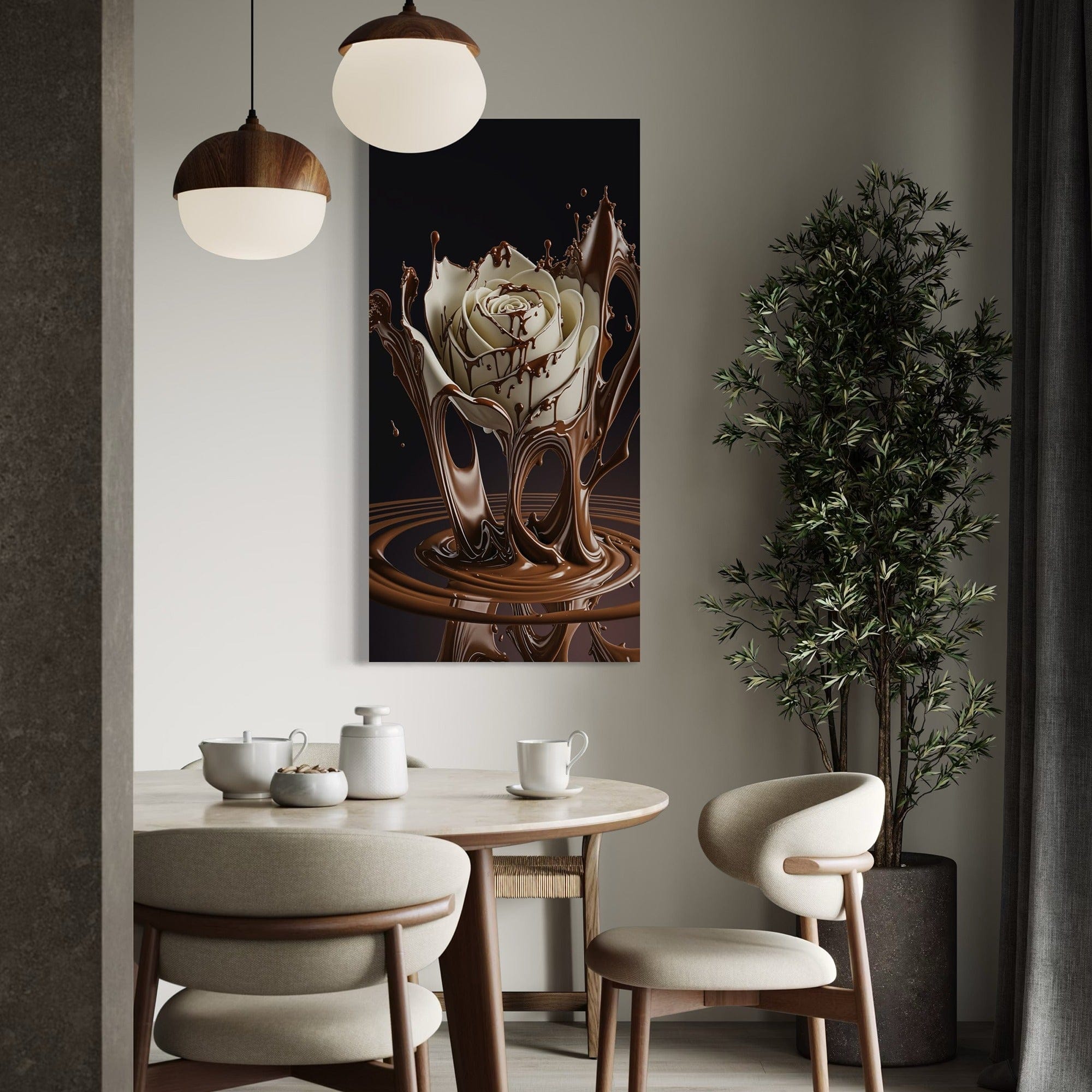 Chocolate Rose Splash – Kitchen Canvas Wall Art