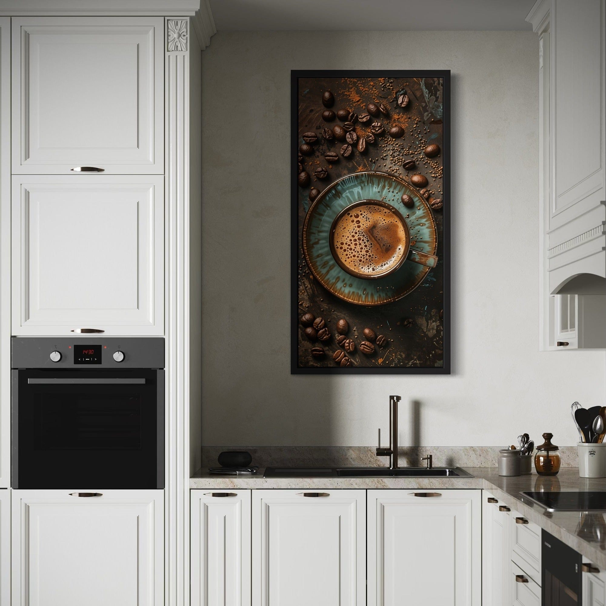 coffee beans scattered rustic background art