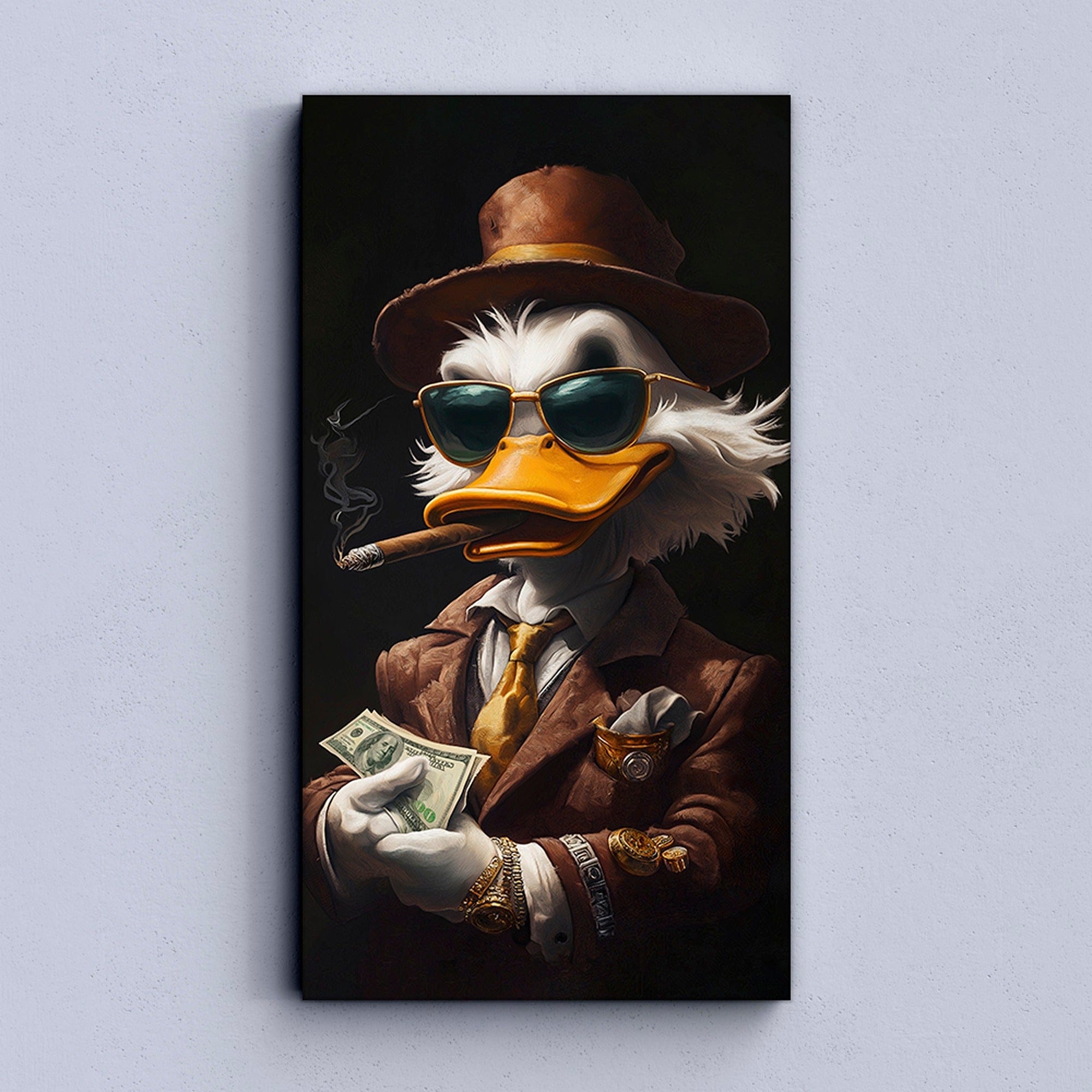 Back view of ready to hang vertical canvas wall art