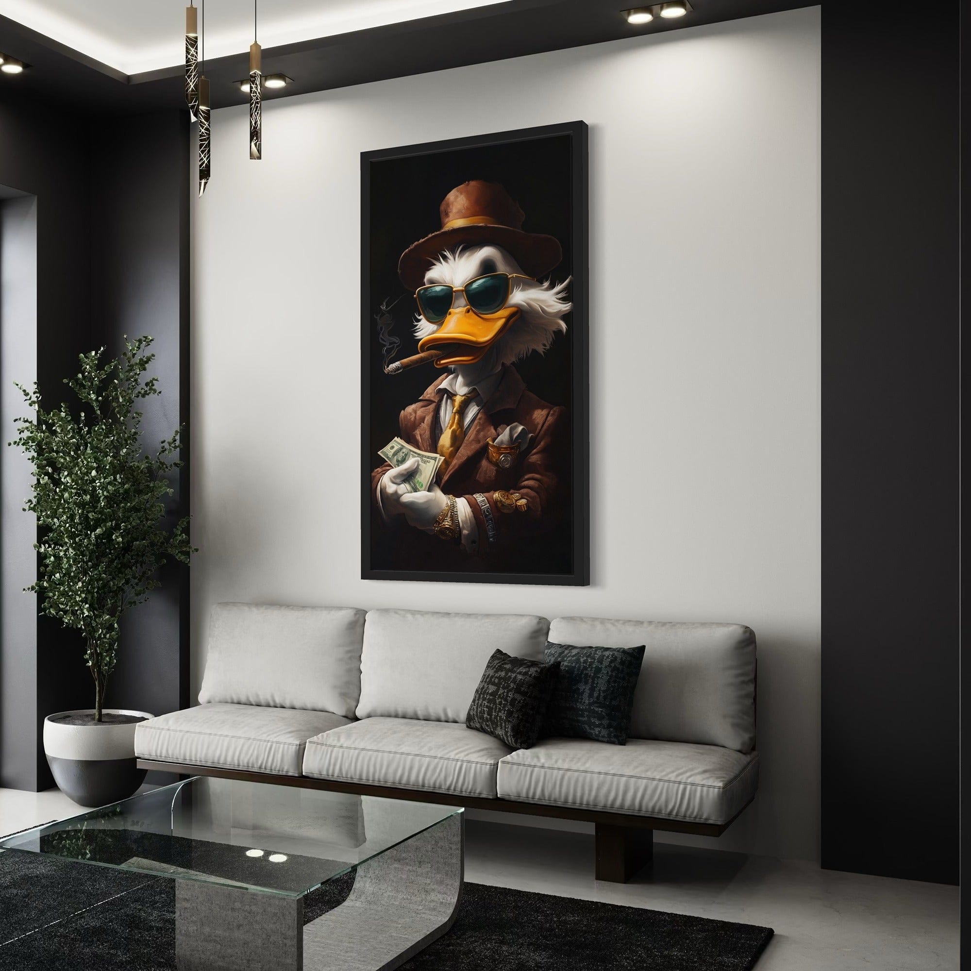 Stretched canvas edge wrap and solid wooden frame construction