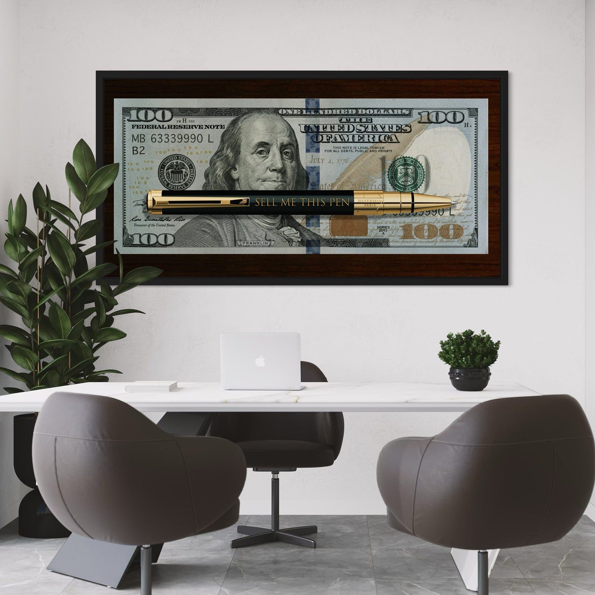 Side angle view of entrepreneur themed canvas wall decor