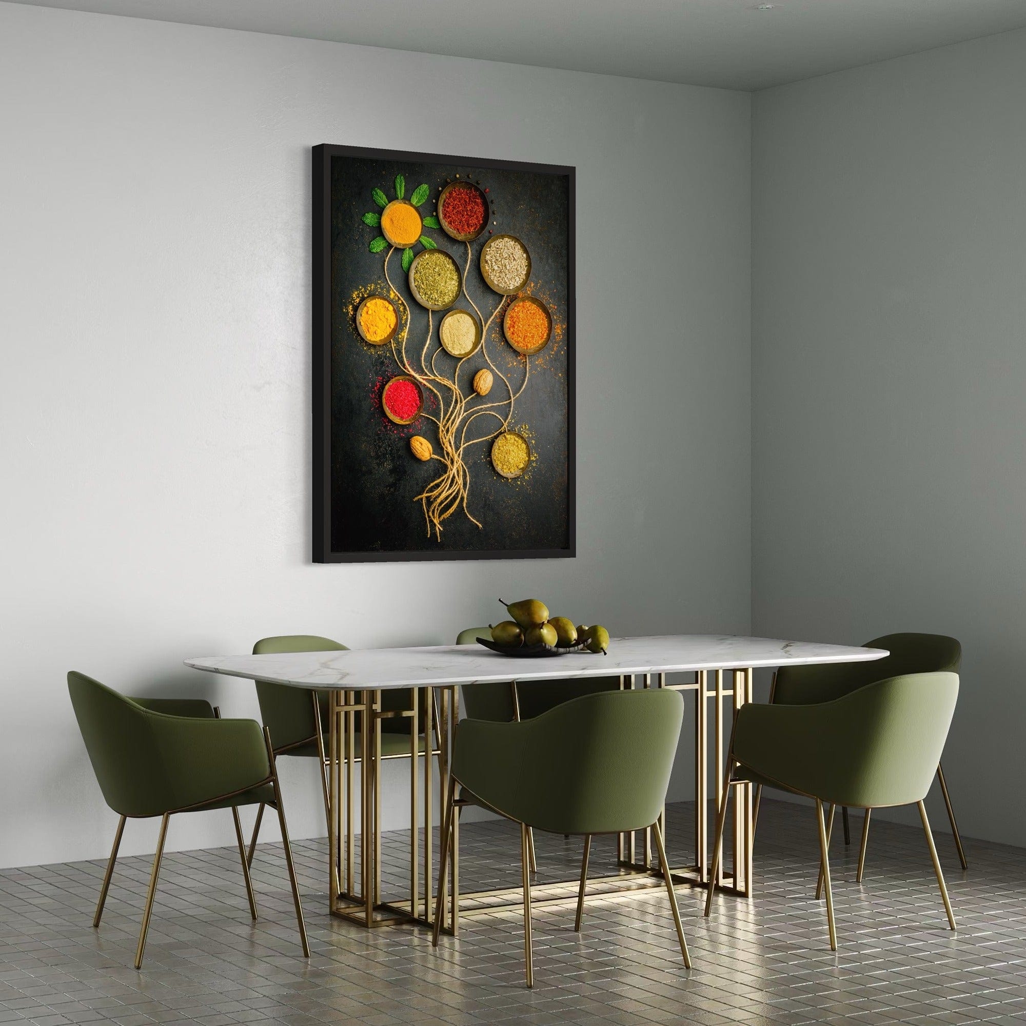 Herb and spice bowls canvas print