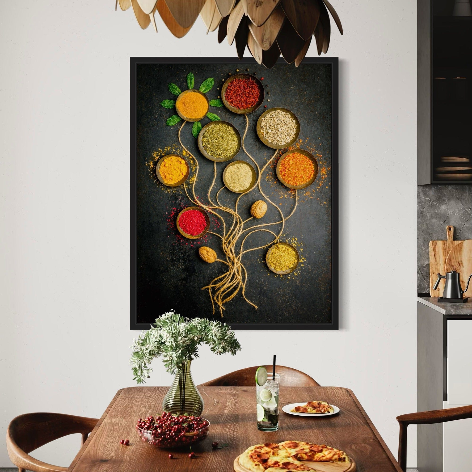 Culinary kitchen wall art with seasonings