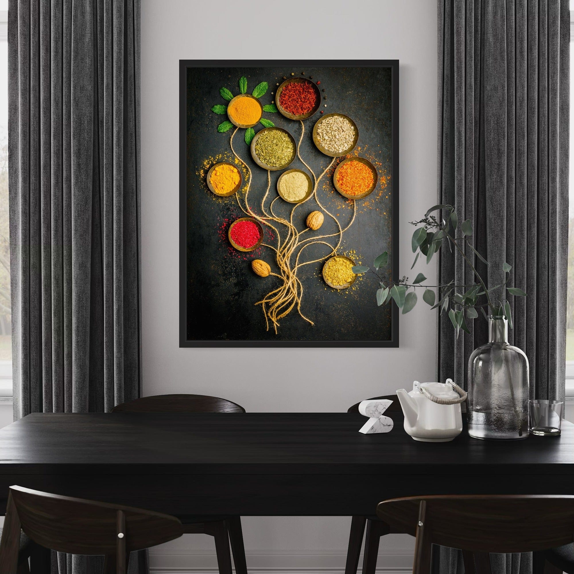 Chef kitchen decor colorful spice bowls