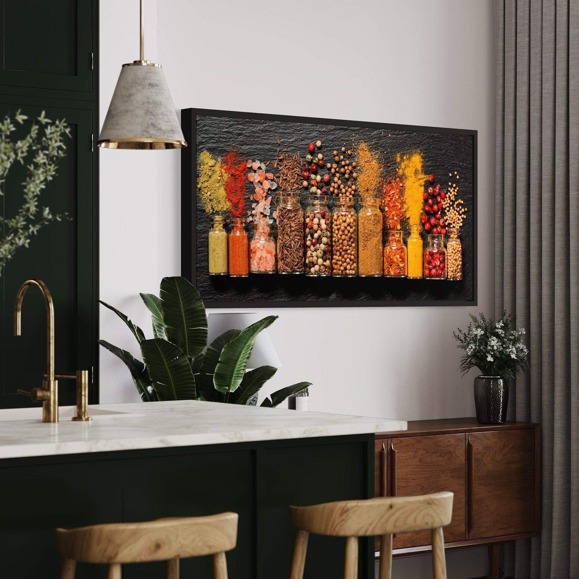 Chef kitchen decor with coriander and cumin