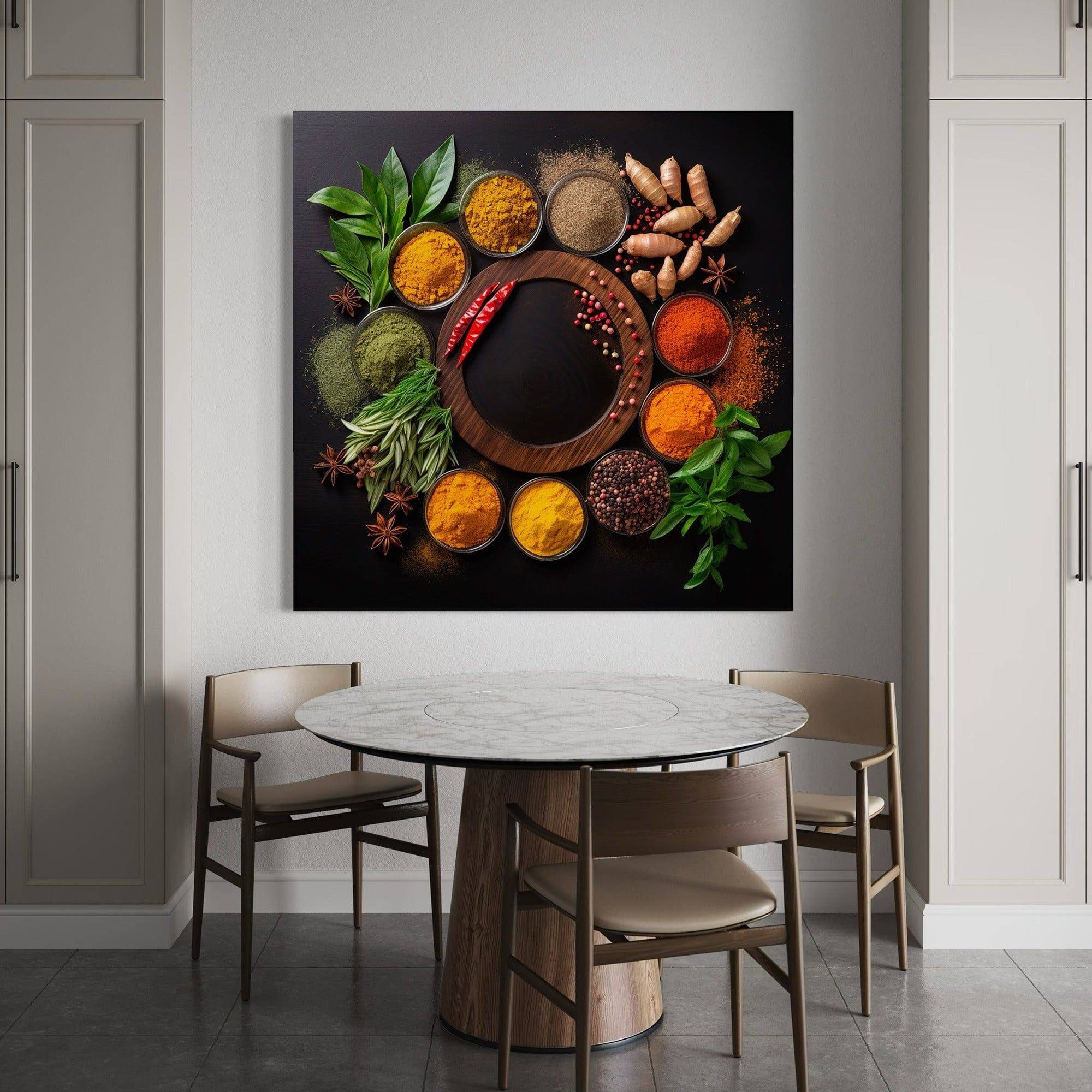 modern kitchen canvas with herbs and peppers