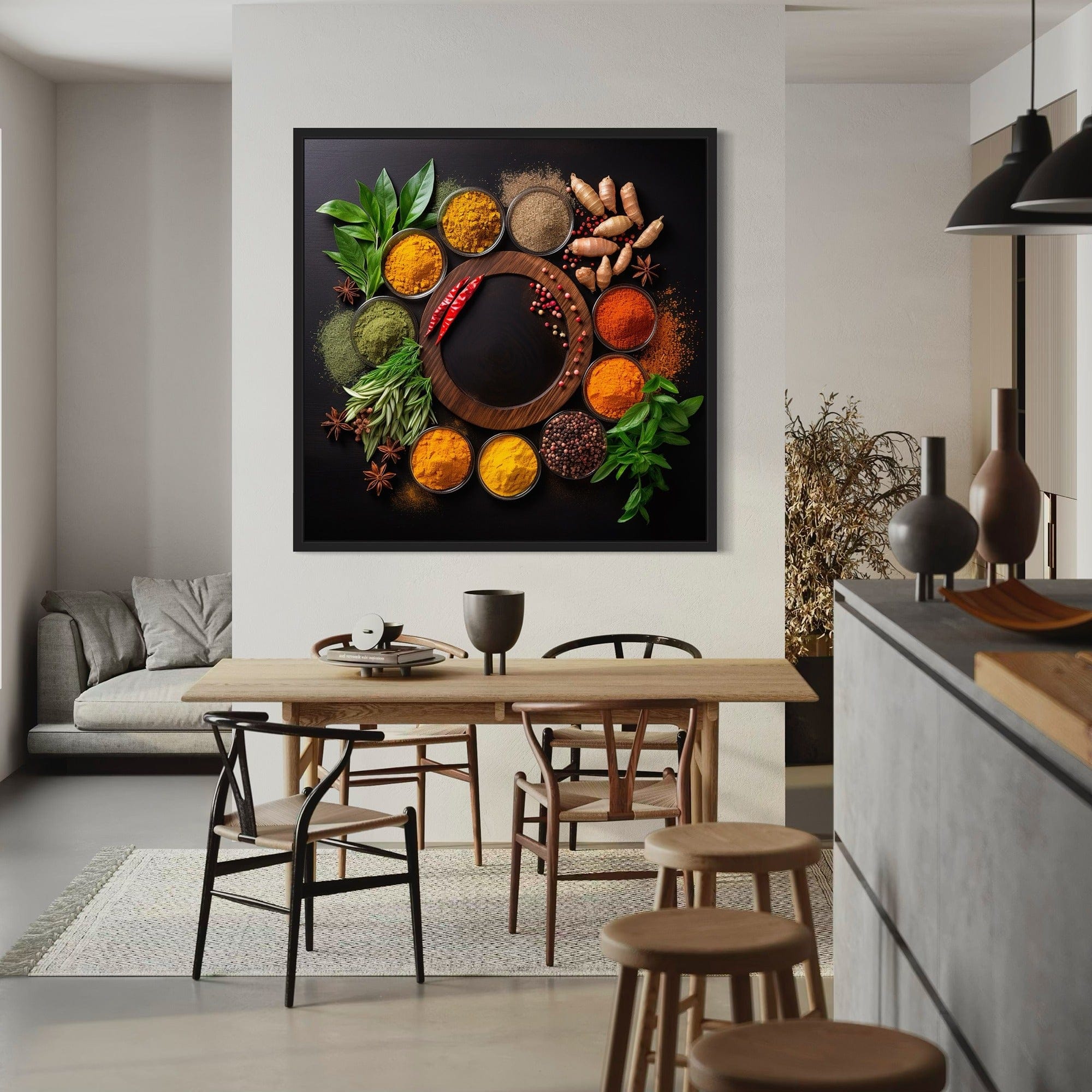 botanical herb leaves kitchen canvas