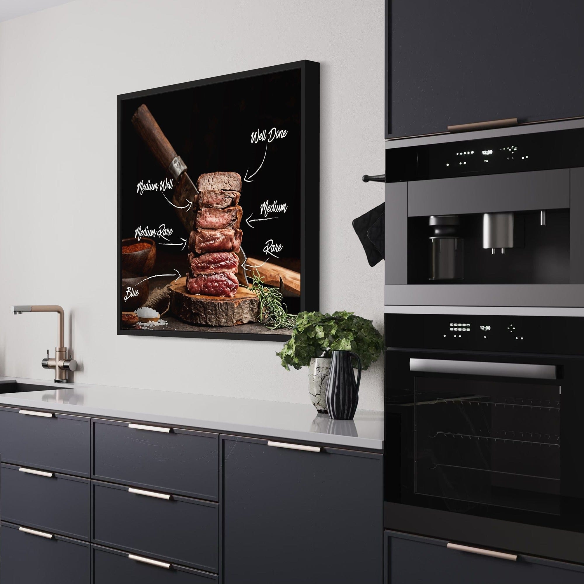 black background steak stack artwork