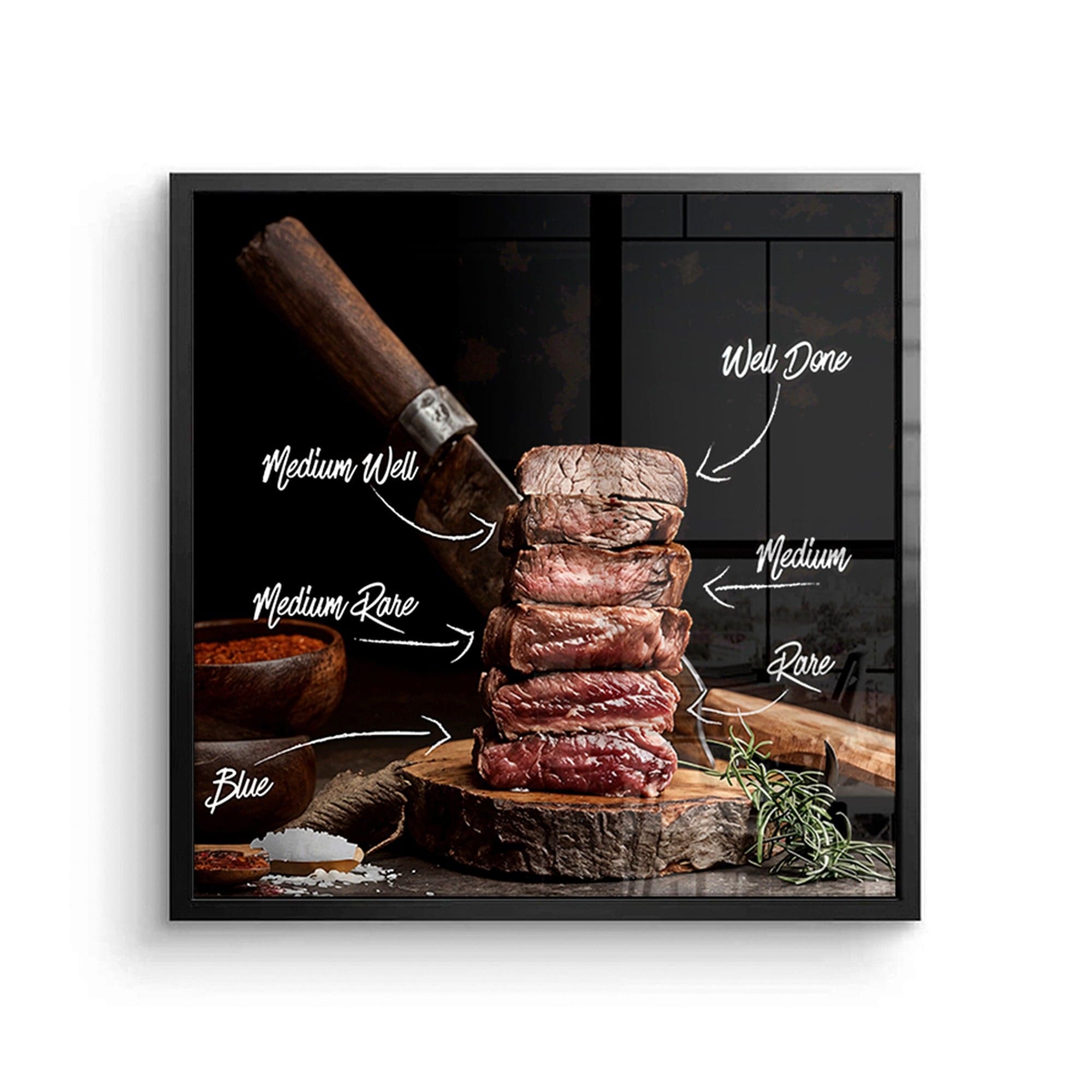 rare to well done steak canvas print