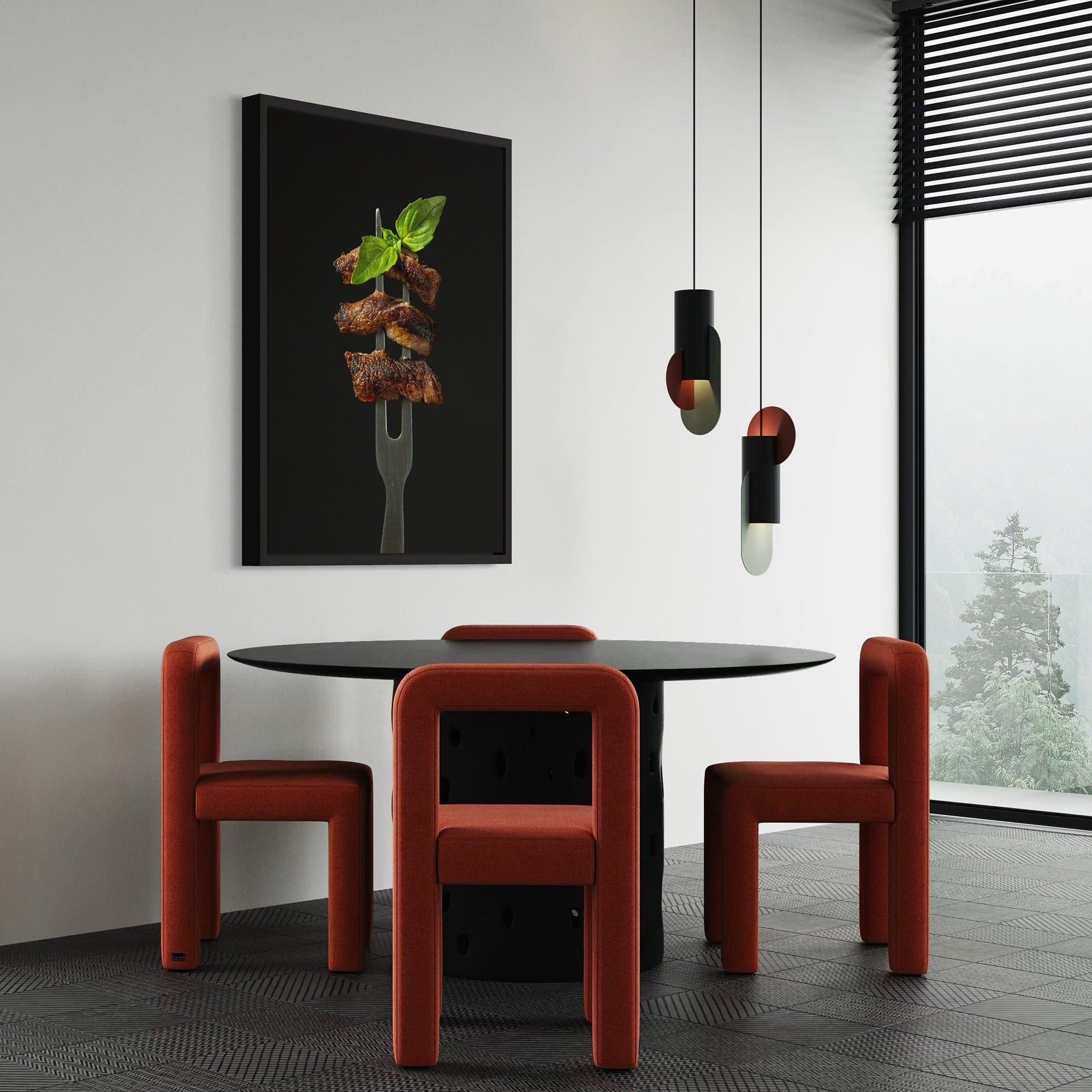Contemporary dining room wall decor, steak fork photograph canvas