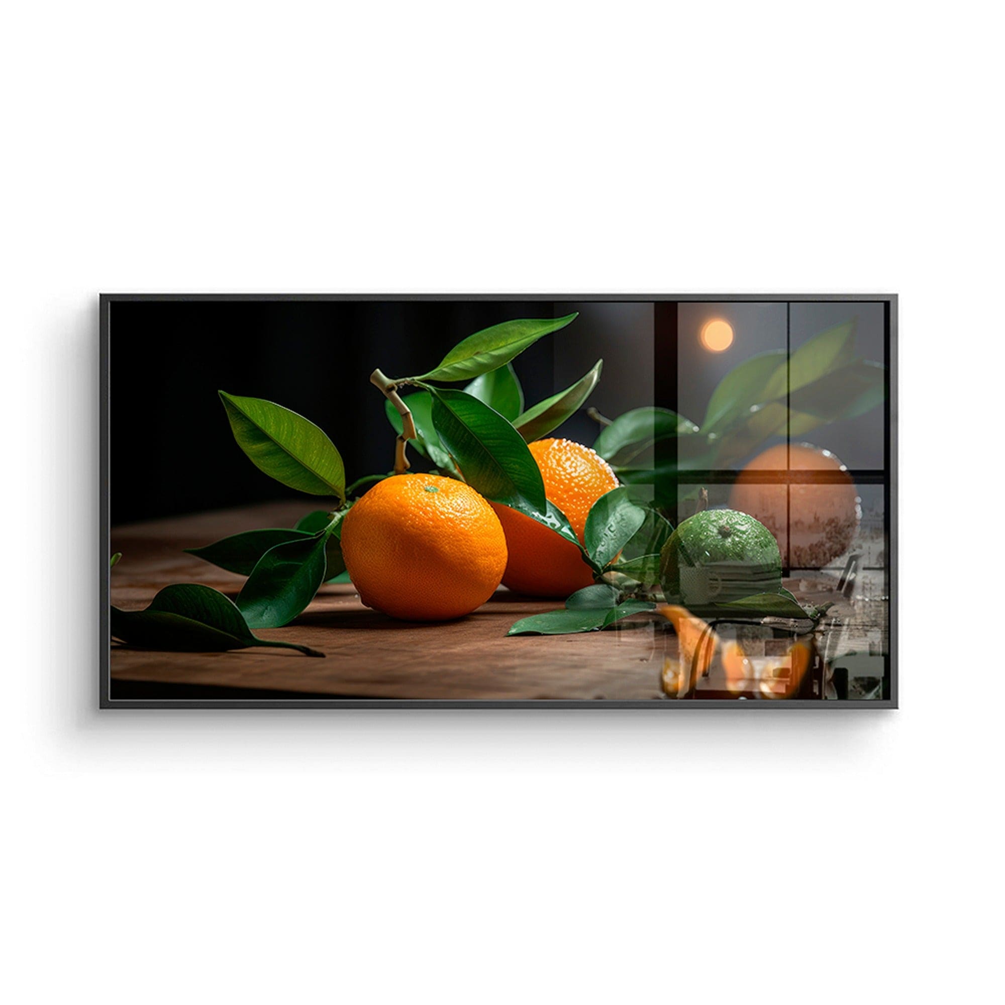 Tangerine branch canvas wall art for kitchen