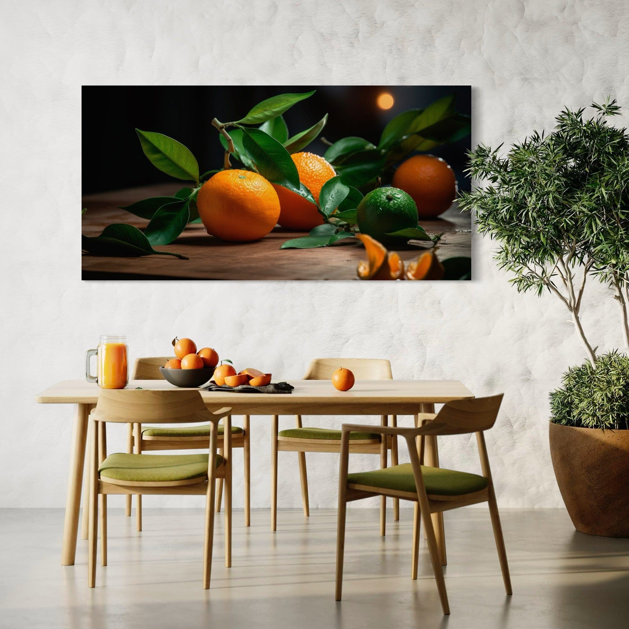 Oranges and lime with leaves kitchen decor print