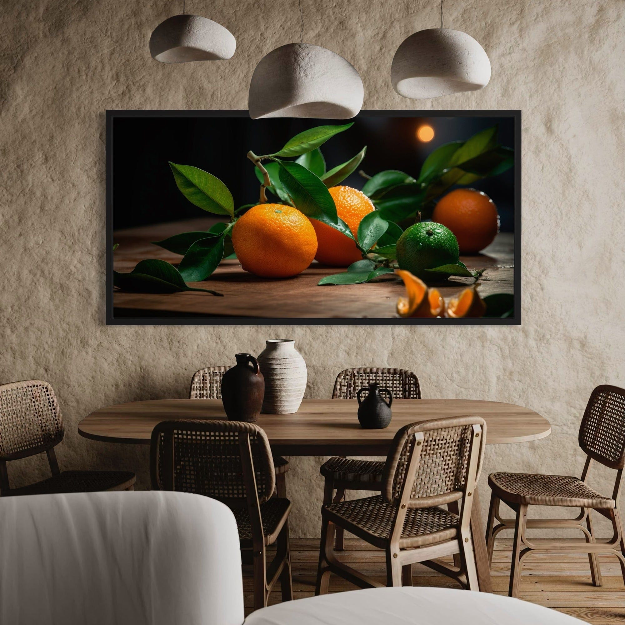 Rustic wooden table citrus poster for dining room