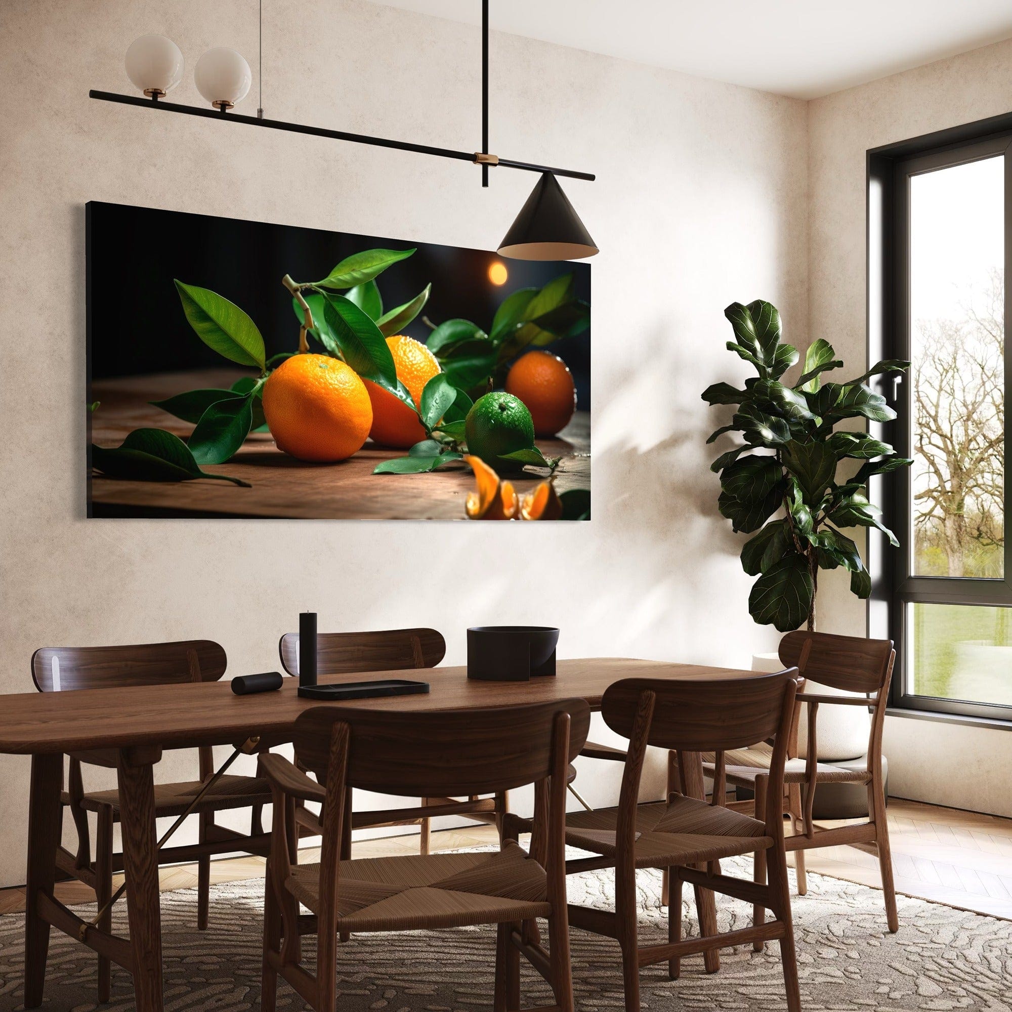 Orange and lime kitchen wall art photography style