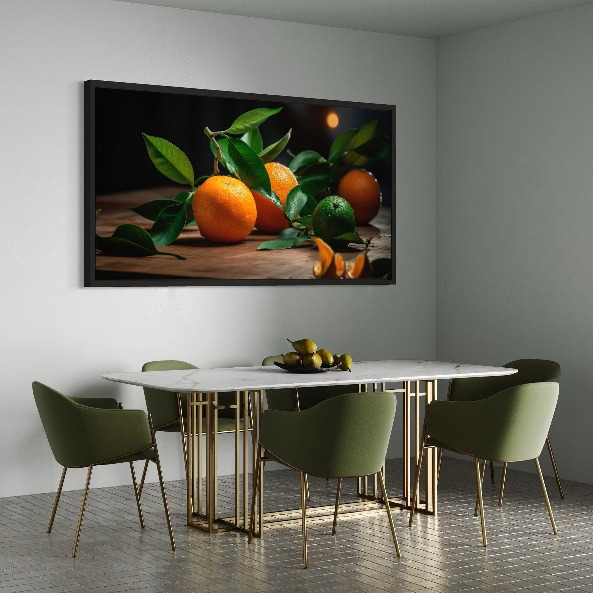 Evening light citrus still life canvas decor